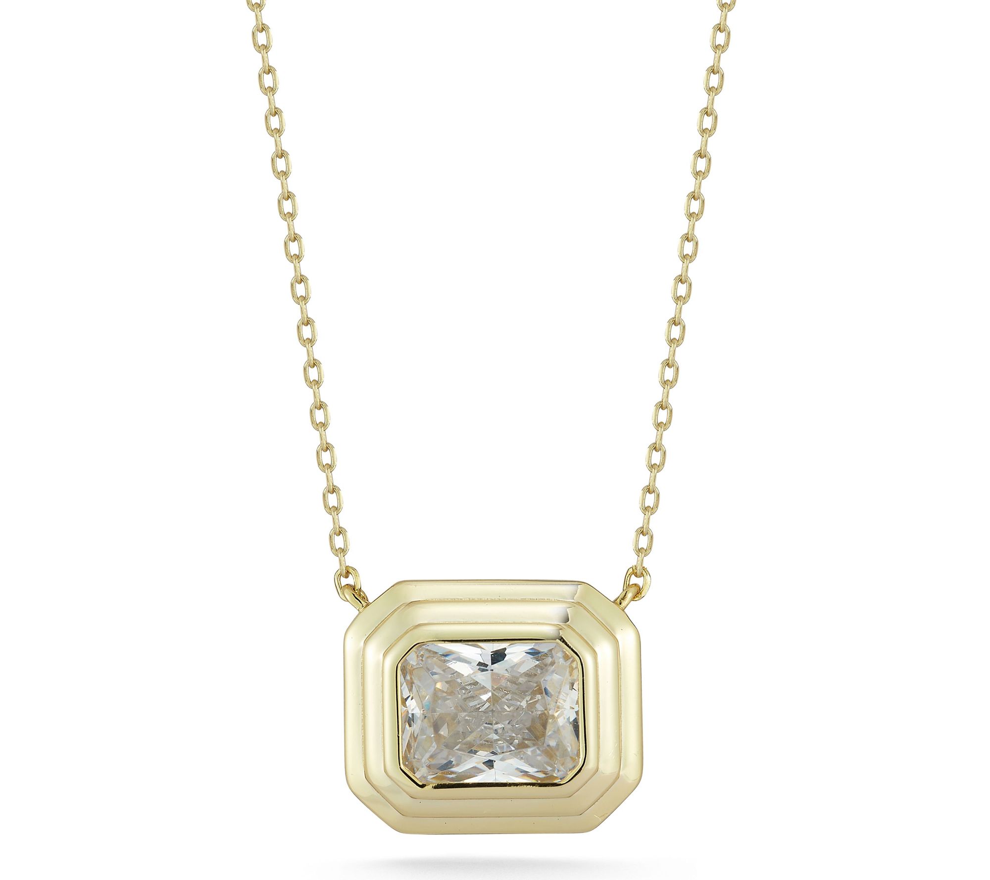 Rachel Zoe Vintage Emerald Cut Pendant w/ Chain, Sterling