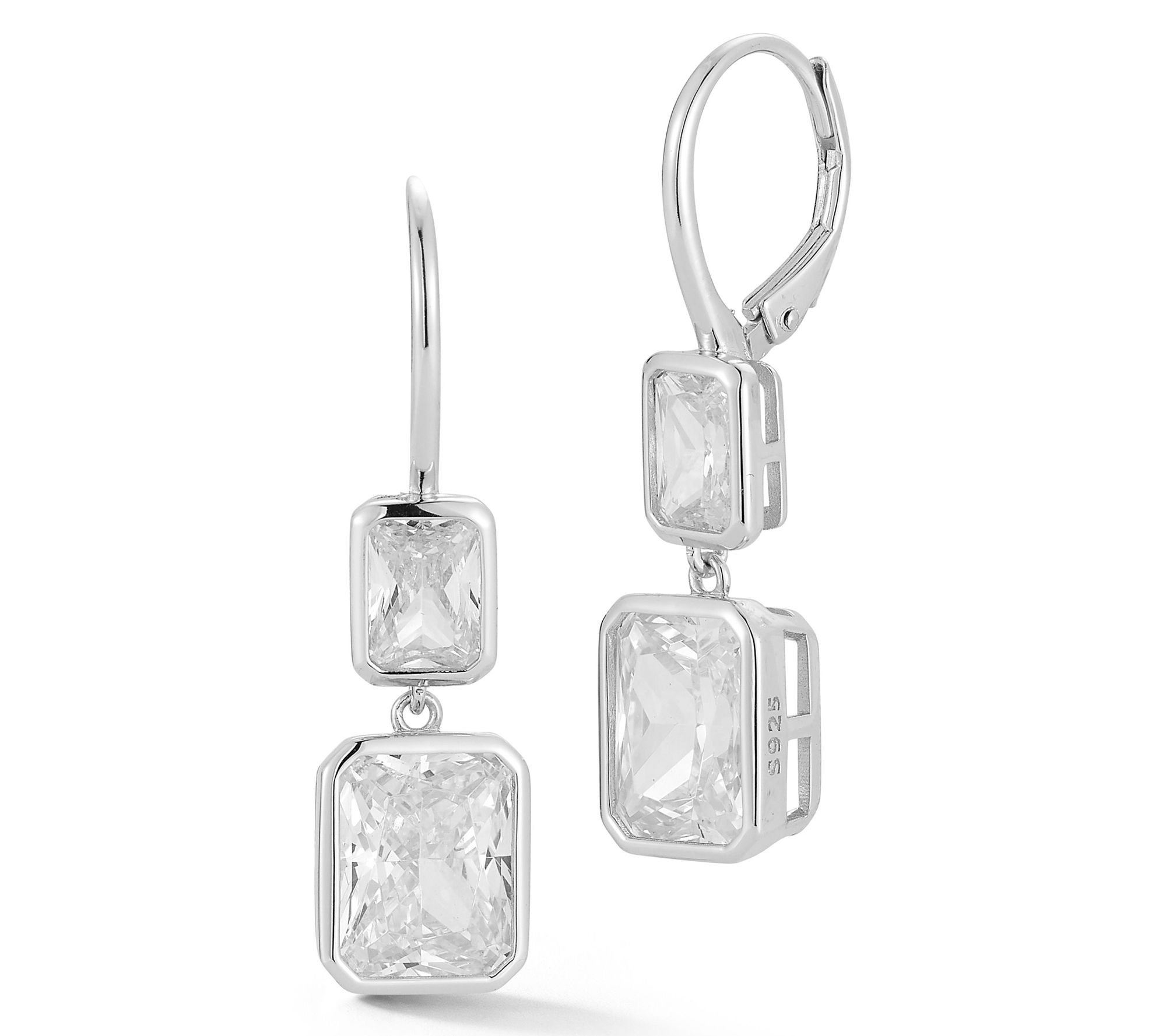 Rachel Zoe Emerald Cut Duo Drop Earrings, Sterling