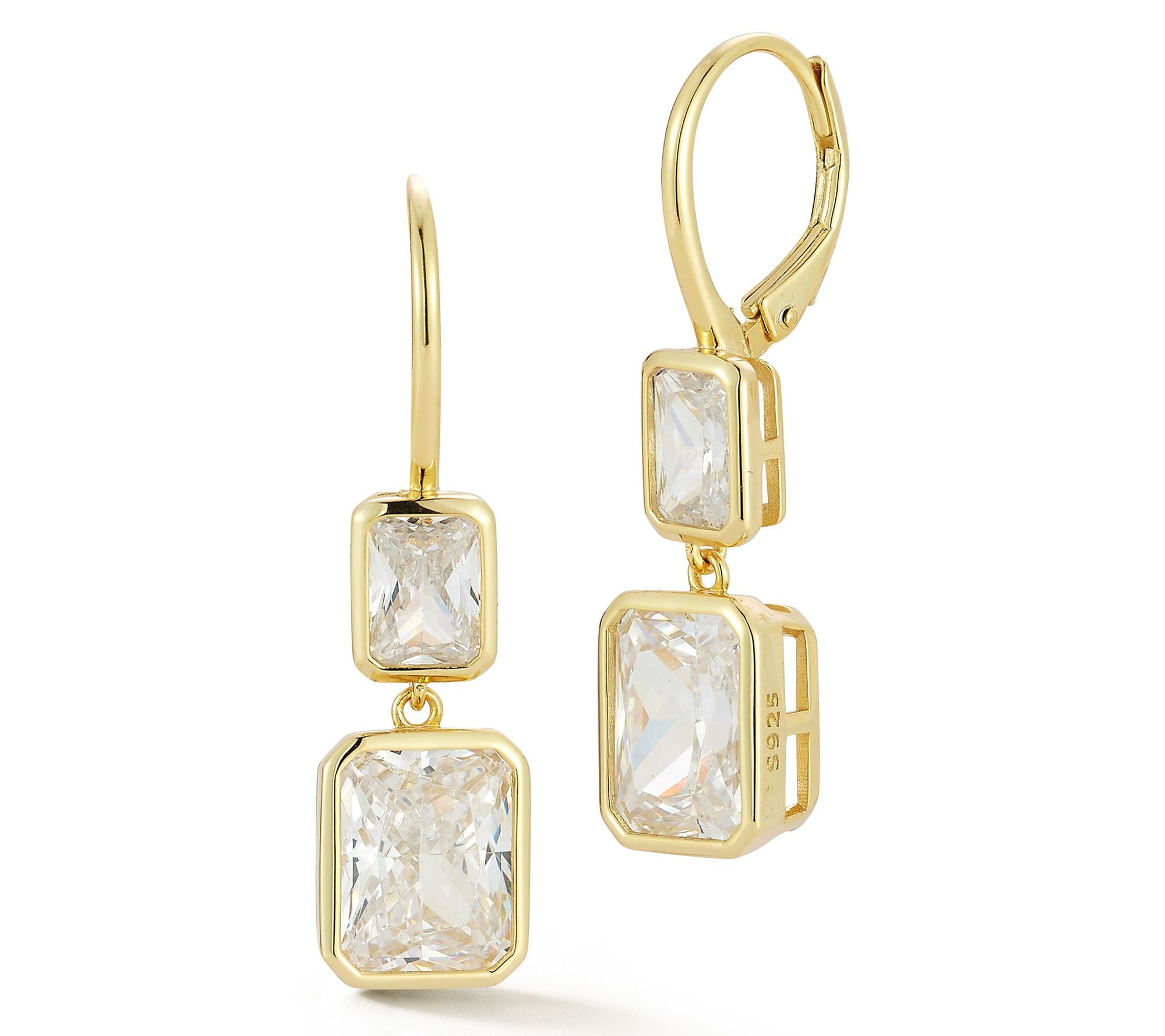 Rachel Zoe Emerald Cut Duo Drop Earrings, Sterling