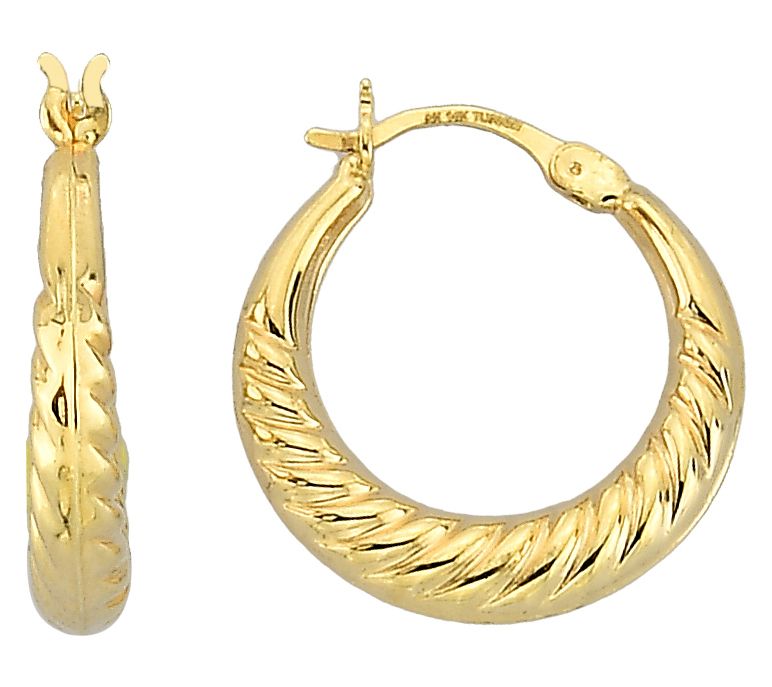 Adorna 14K Gold Swirl Design Polished Hoop Earrings