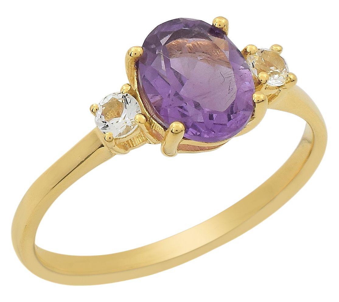 Affinity Gems 3-Stone Multi-Gemstone Ring, 14KGold Plated