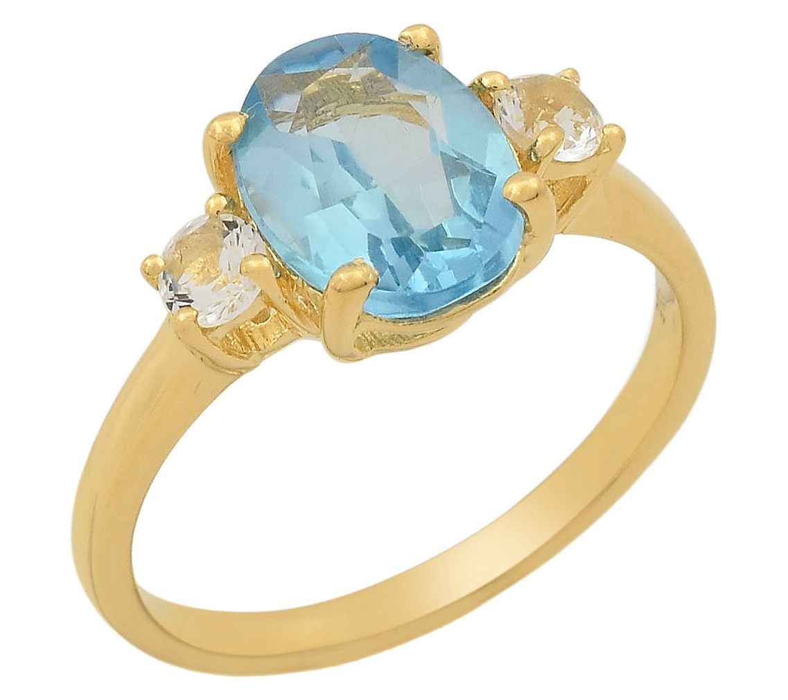 Affinity Gems 3-Stone Multi-Gemstone Ring, 14KGold Plated