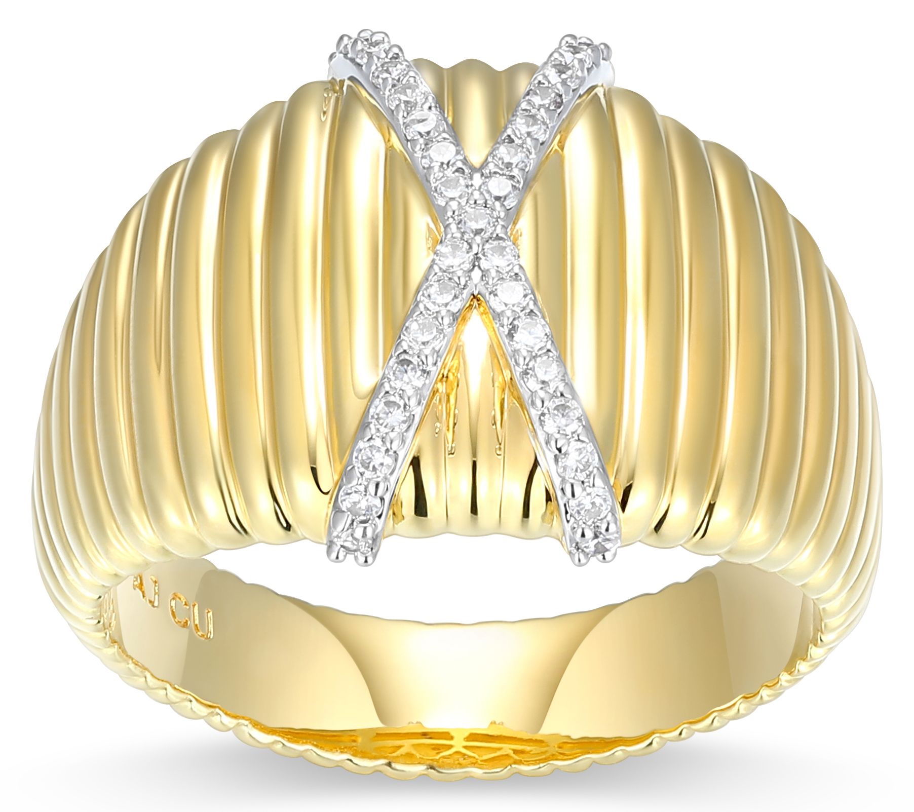 LuxLab Diamonds Lab Grown X Band Ring, 18K GoldPlated
