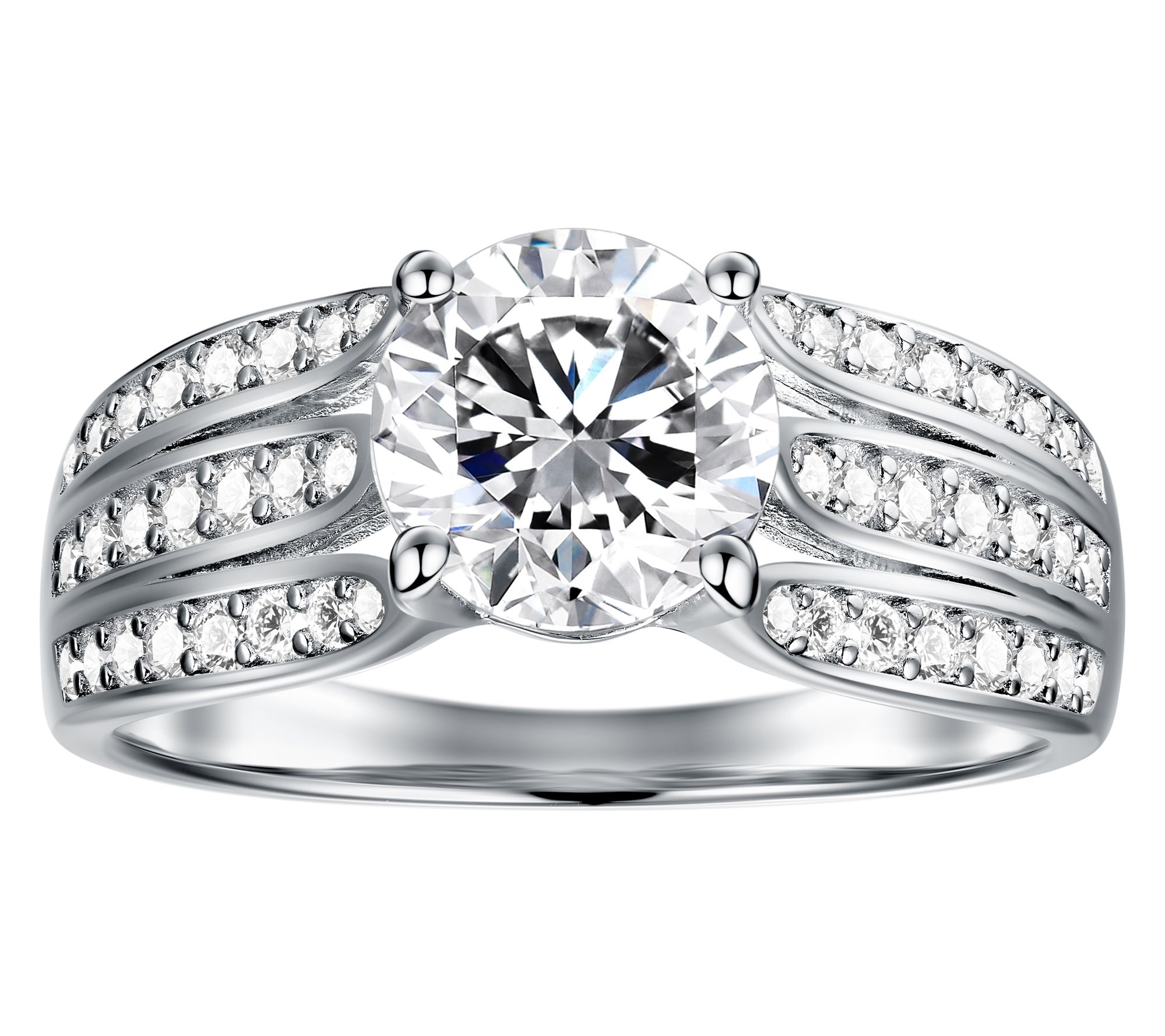 Moissanite Luxe 1.30 cttw Split Shank Ring, Sterling Silver