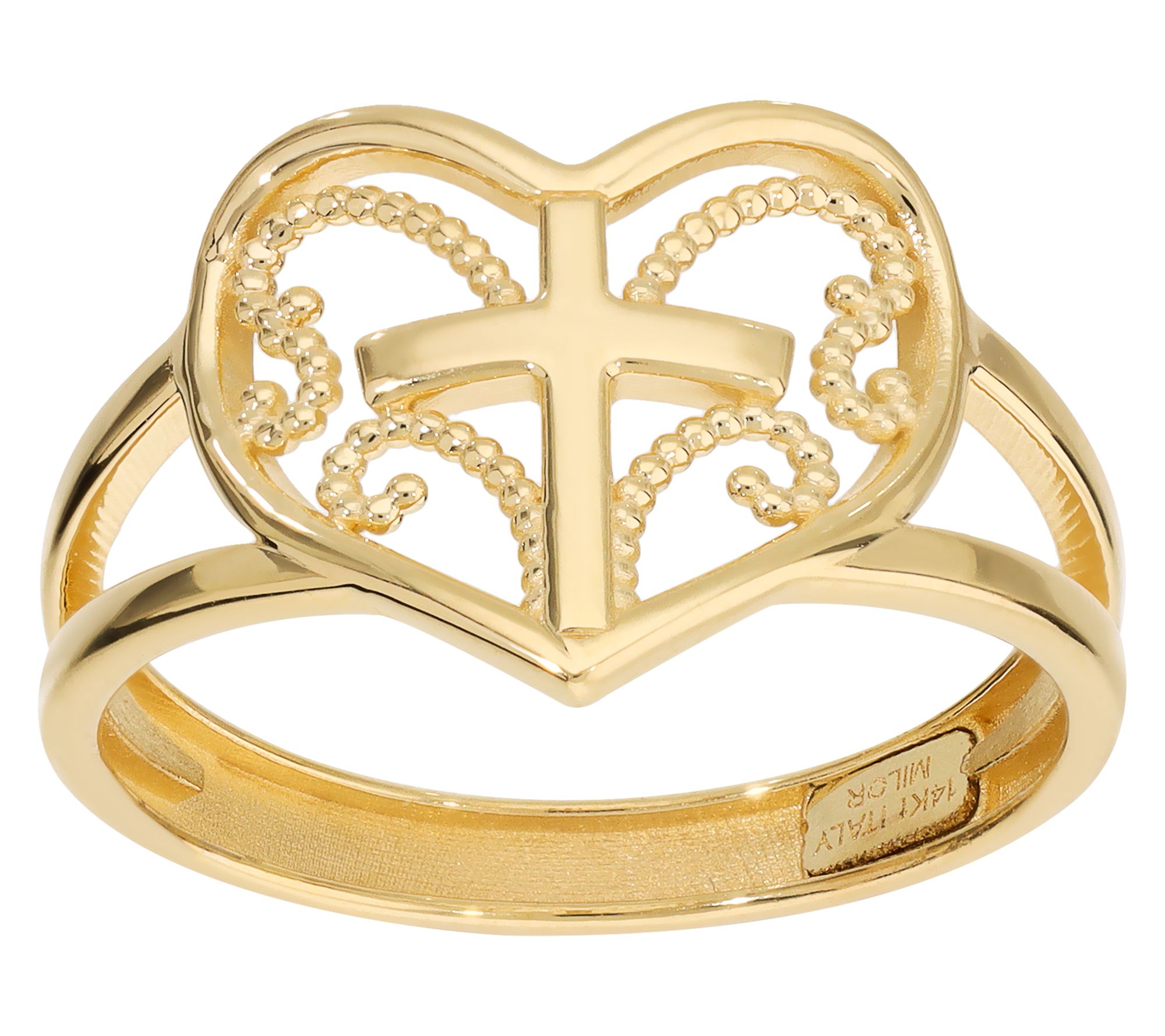 Italian Gold Open Work Heart Ring, 14K