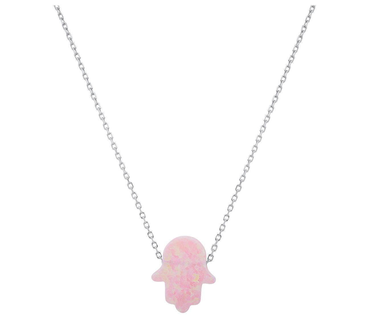 Sterling Silver Opal Hamsa Necklace