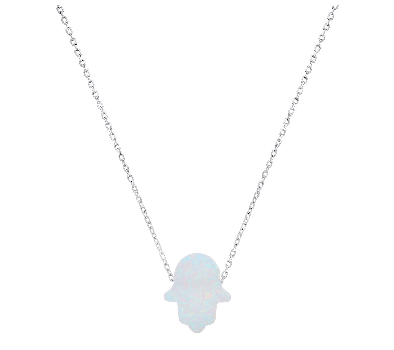Sterling Silver Opal Hamsa Necklace