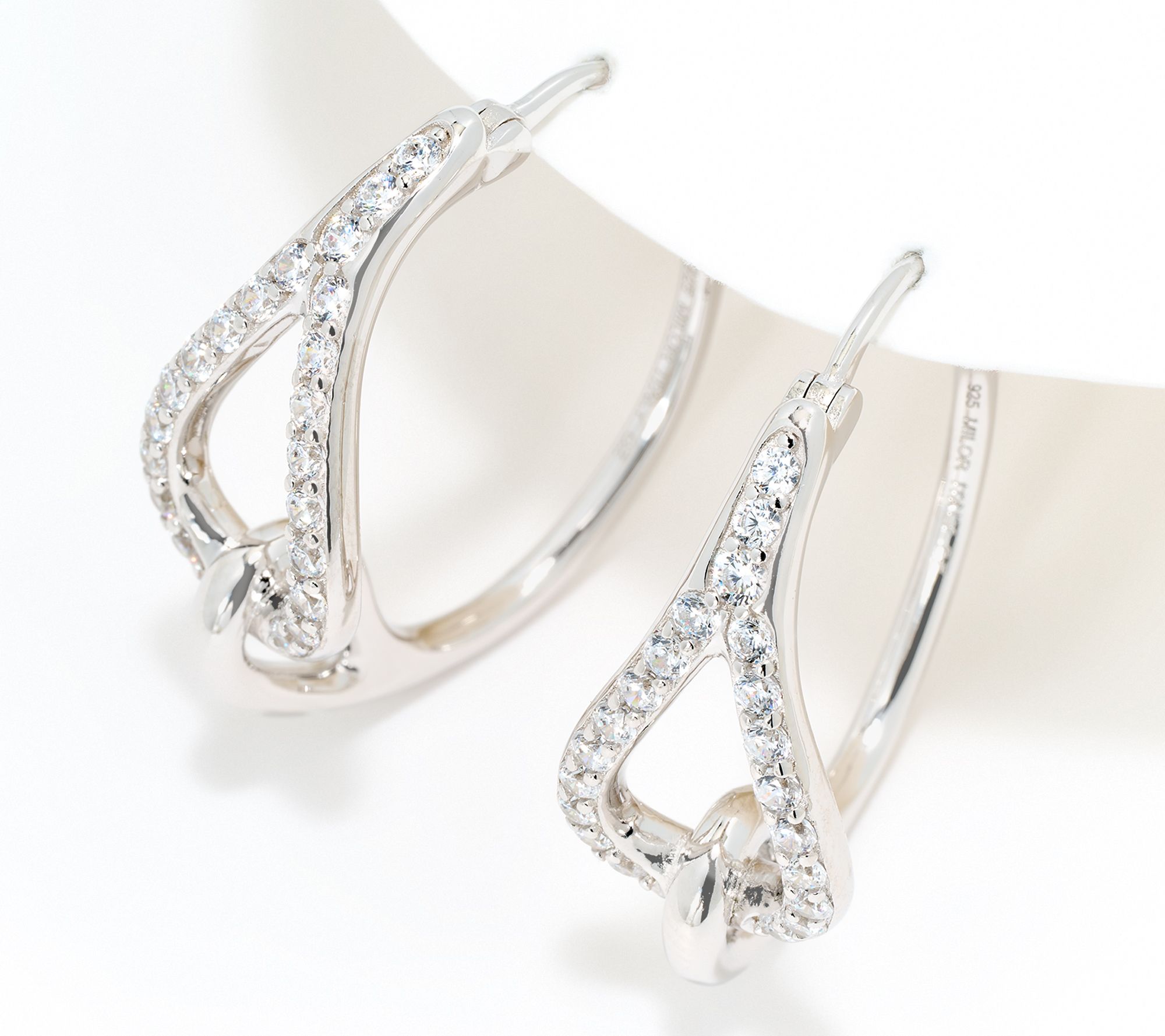 "As Is" Diamonique Italia Oval Interlocking Earrings, Sterl
