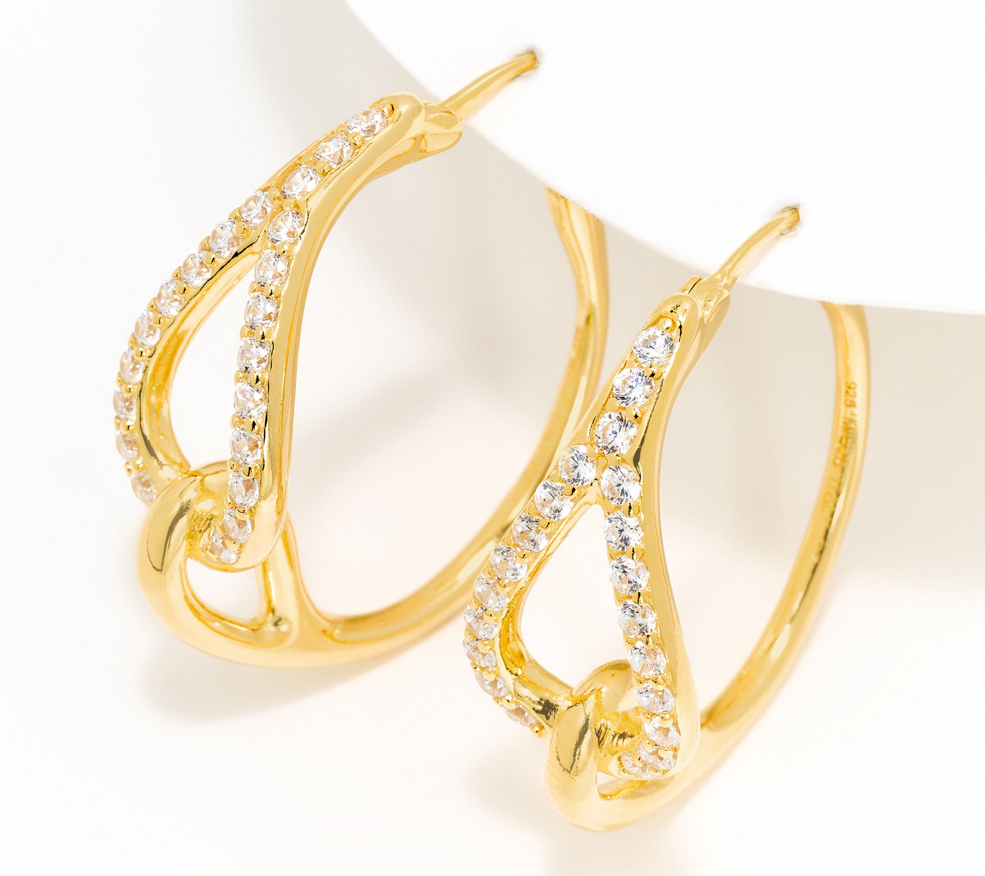 "As Is" Diamonique Italia Oval Interlocking Earrings, Sterl
