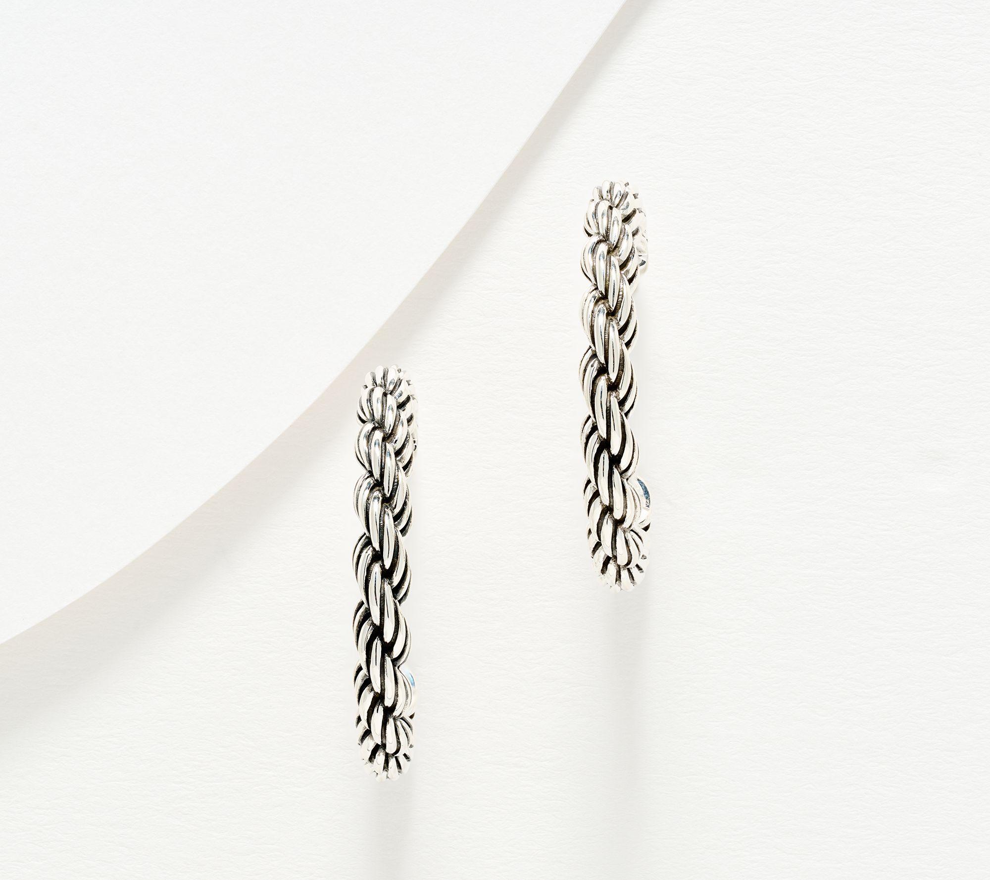 JAI Ireland Sterling Silver Cara Rope 1" Hoop Earrings