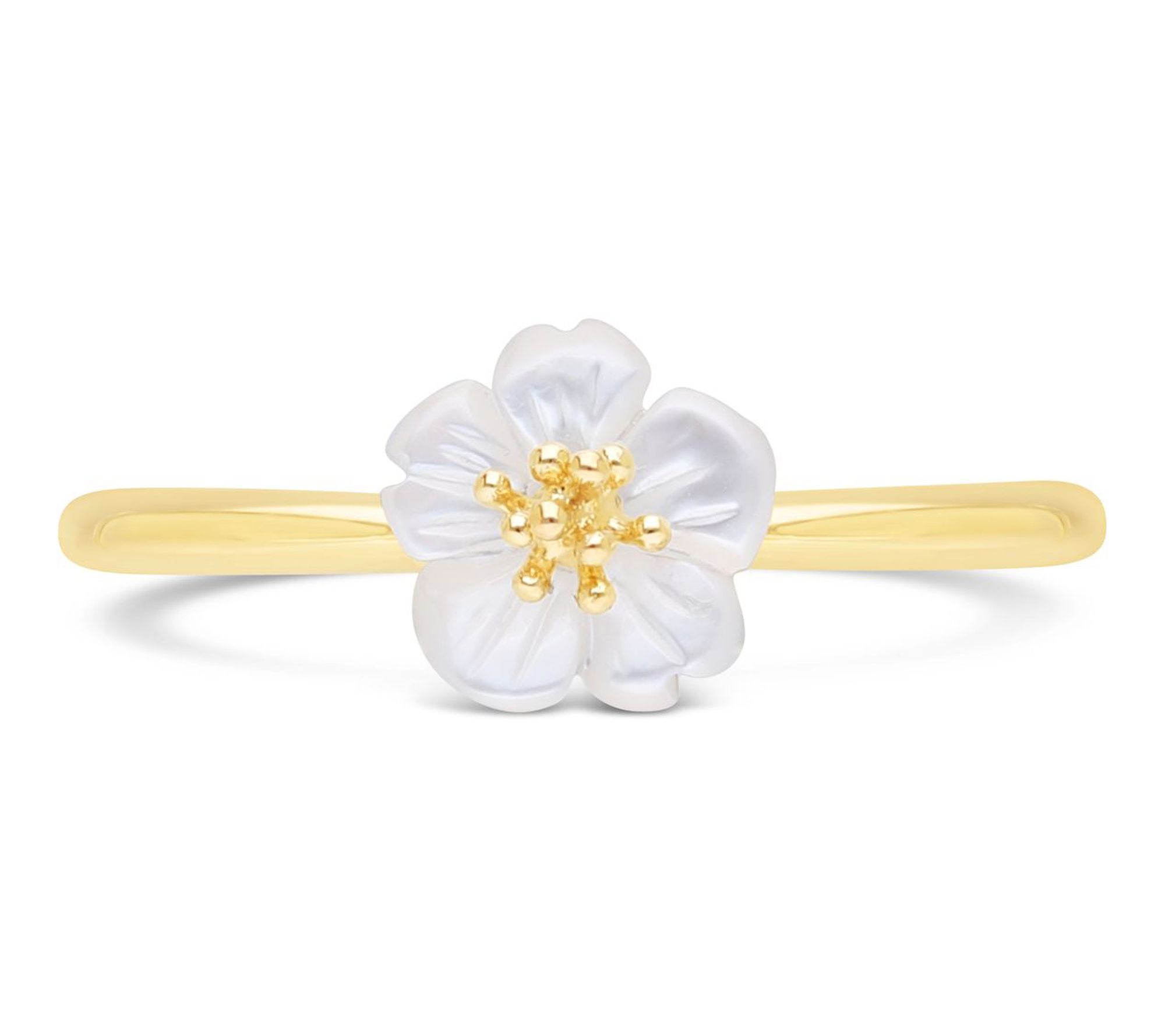 Ariva 18K Gold Clad Mother of Pearl Pansy Ring