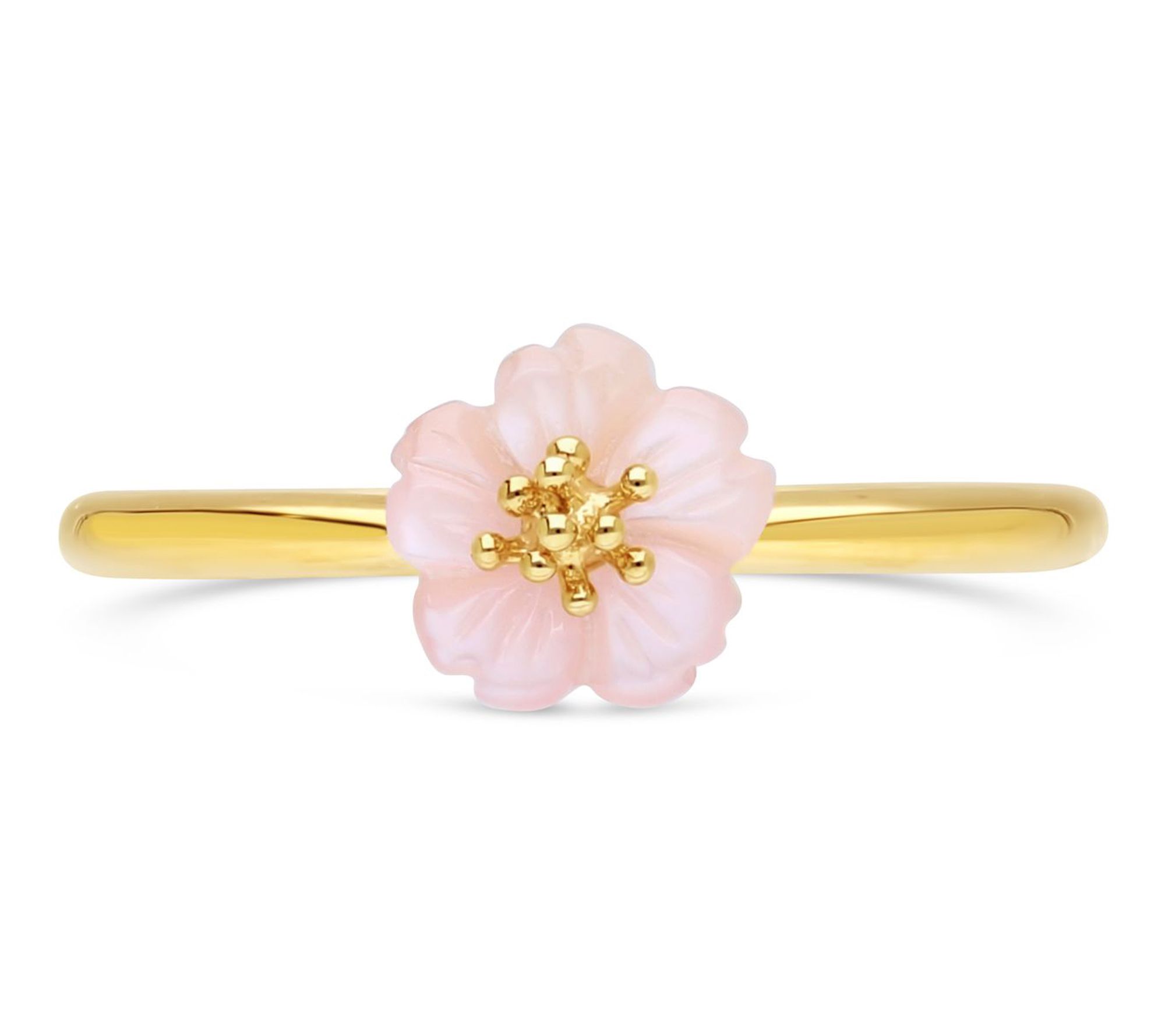 Ariva 18K Gold Clad Mother of Pearl Pansy Ring