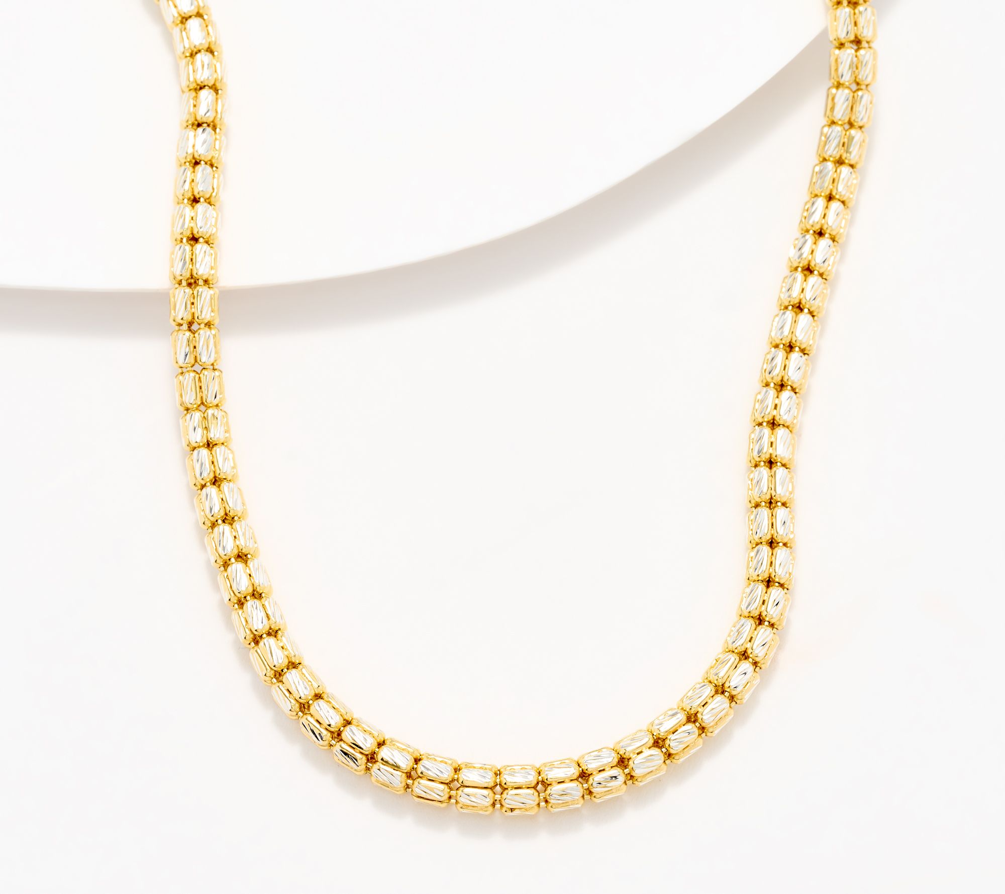 "As Is" David Markstein Sterl Two-Tone 18 +2" Diamond Cut Ice Chain Necklace