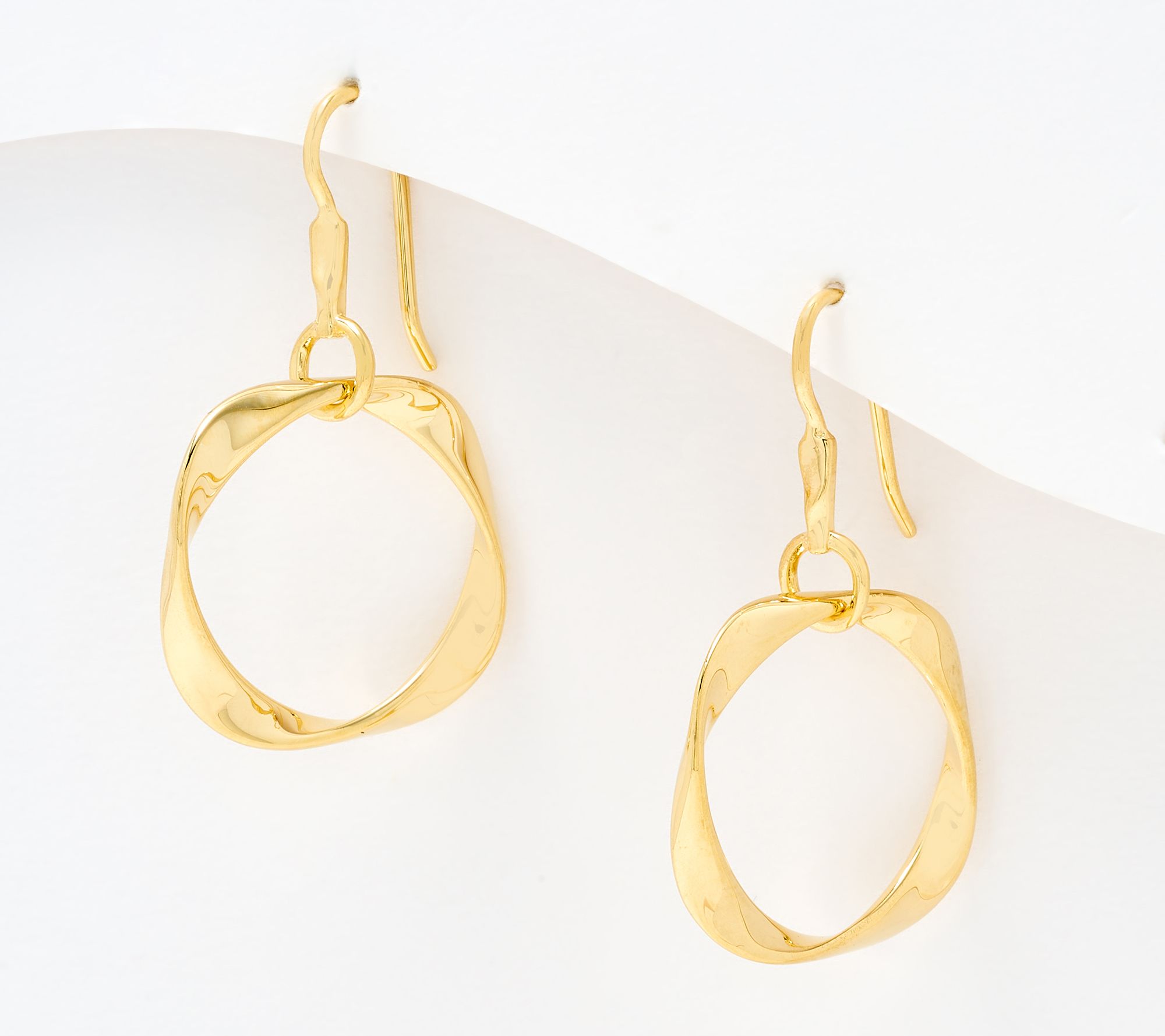 Christian James by Scott Grimes 14K Clad Ripple 1-1/2" Circle Drop Earrings