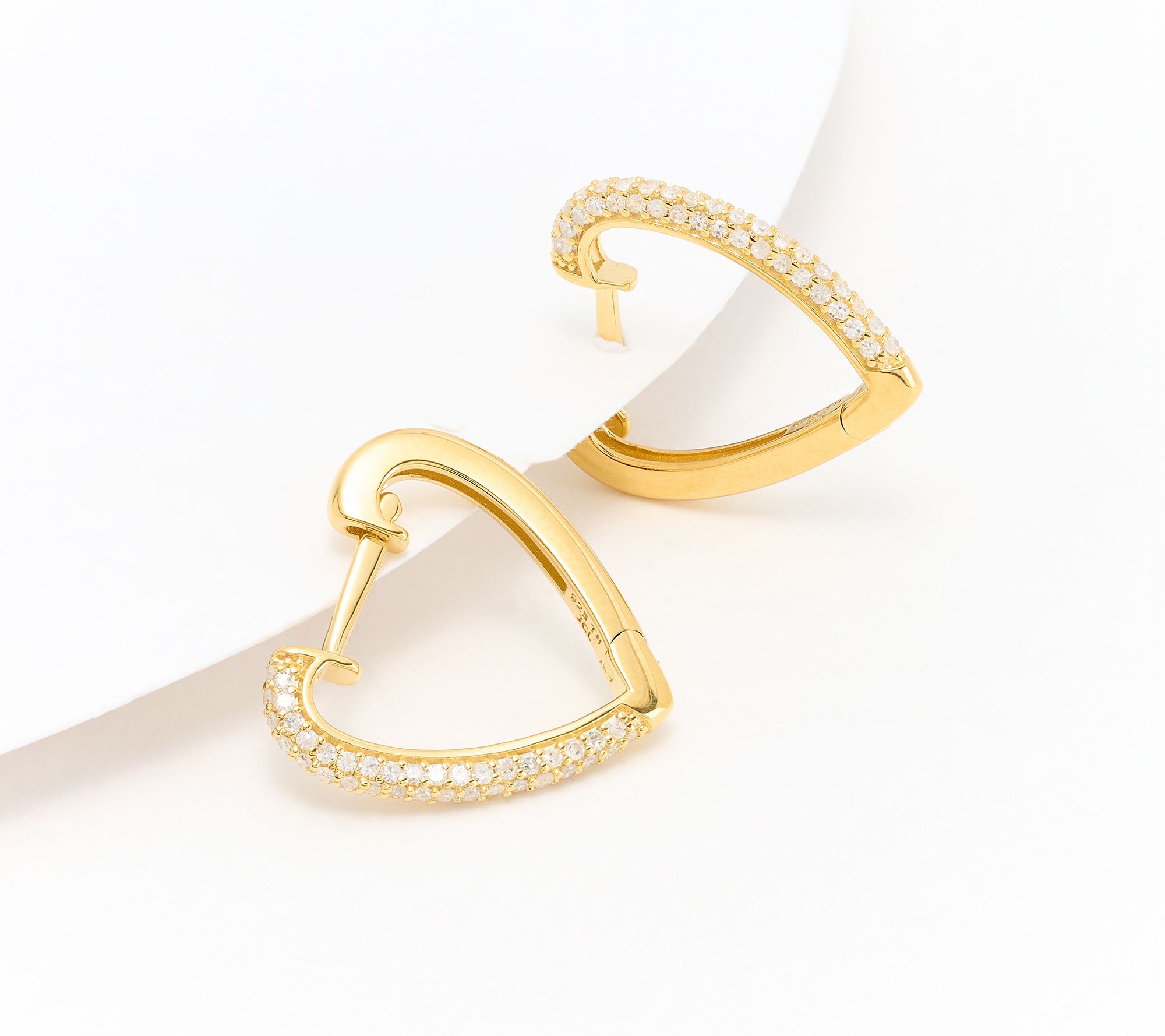 Affinity Diamonds 0.55cttw Pave Heart Hoop Earrings, Sterl