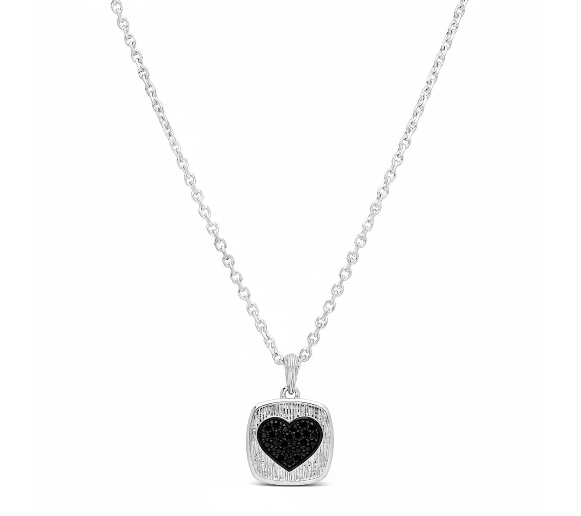 Ariva Sterling Silver Spinel BE MINE Heart Pendant w/ Chain
