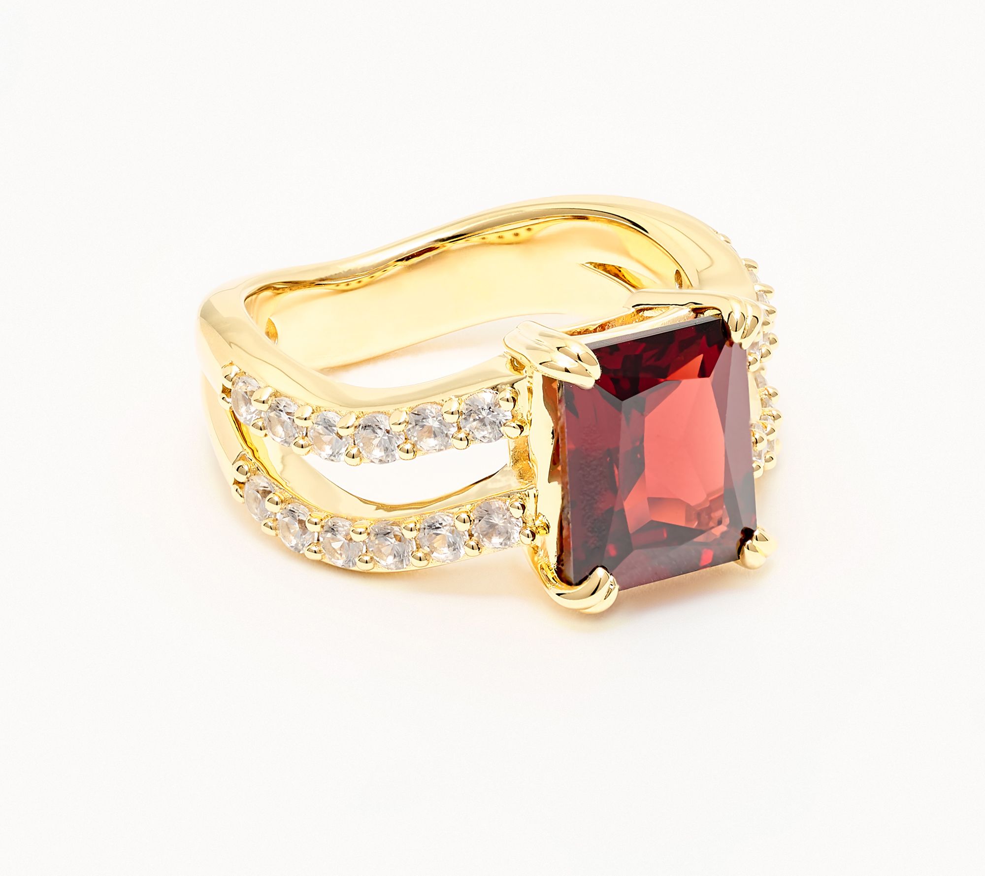 Christian James by Scott Grimes 14K Gold Clad Radiant Cut Gemstone Ring