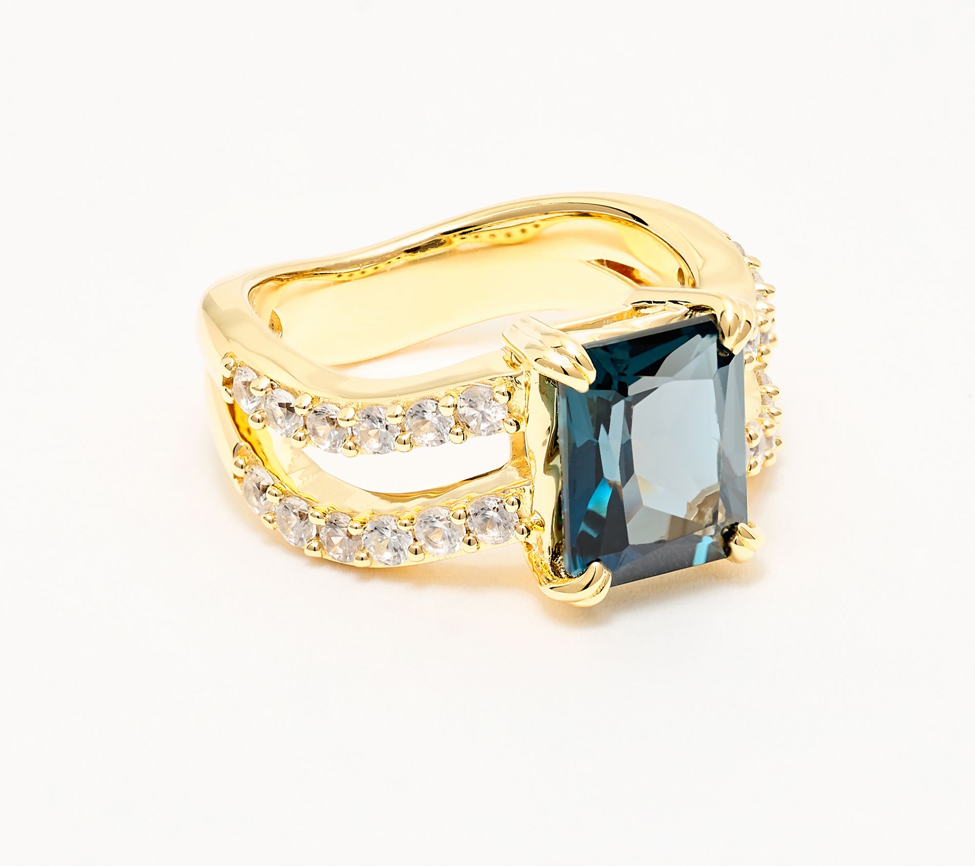 Christian James by Scott Grimes 14K Gold Clad Radiant Cut Gemstone Ring