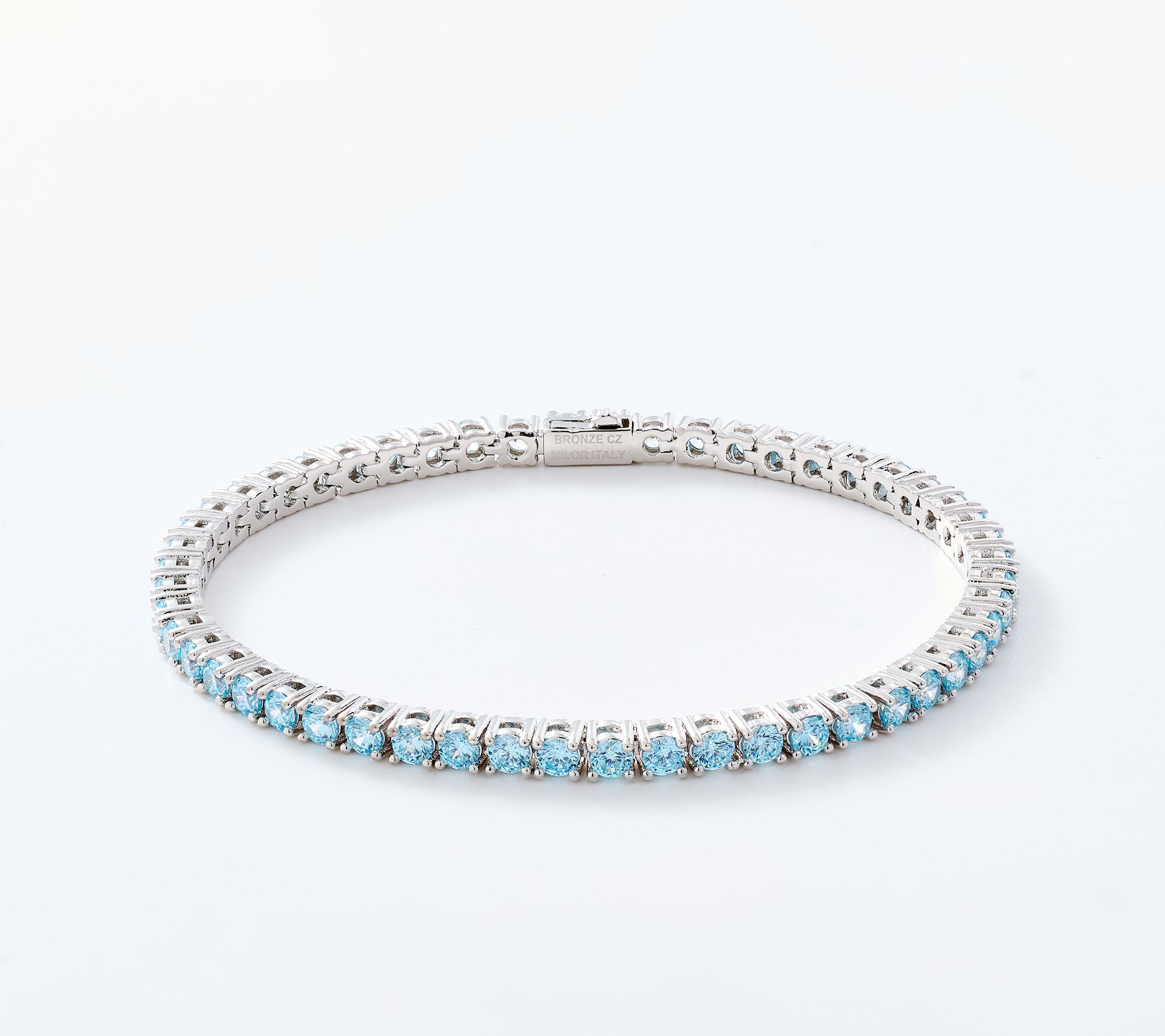 Diamonique Italia Light Blue Tennis Bracelet Bronze