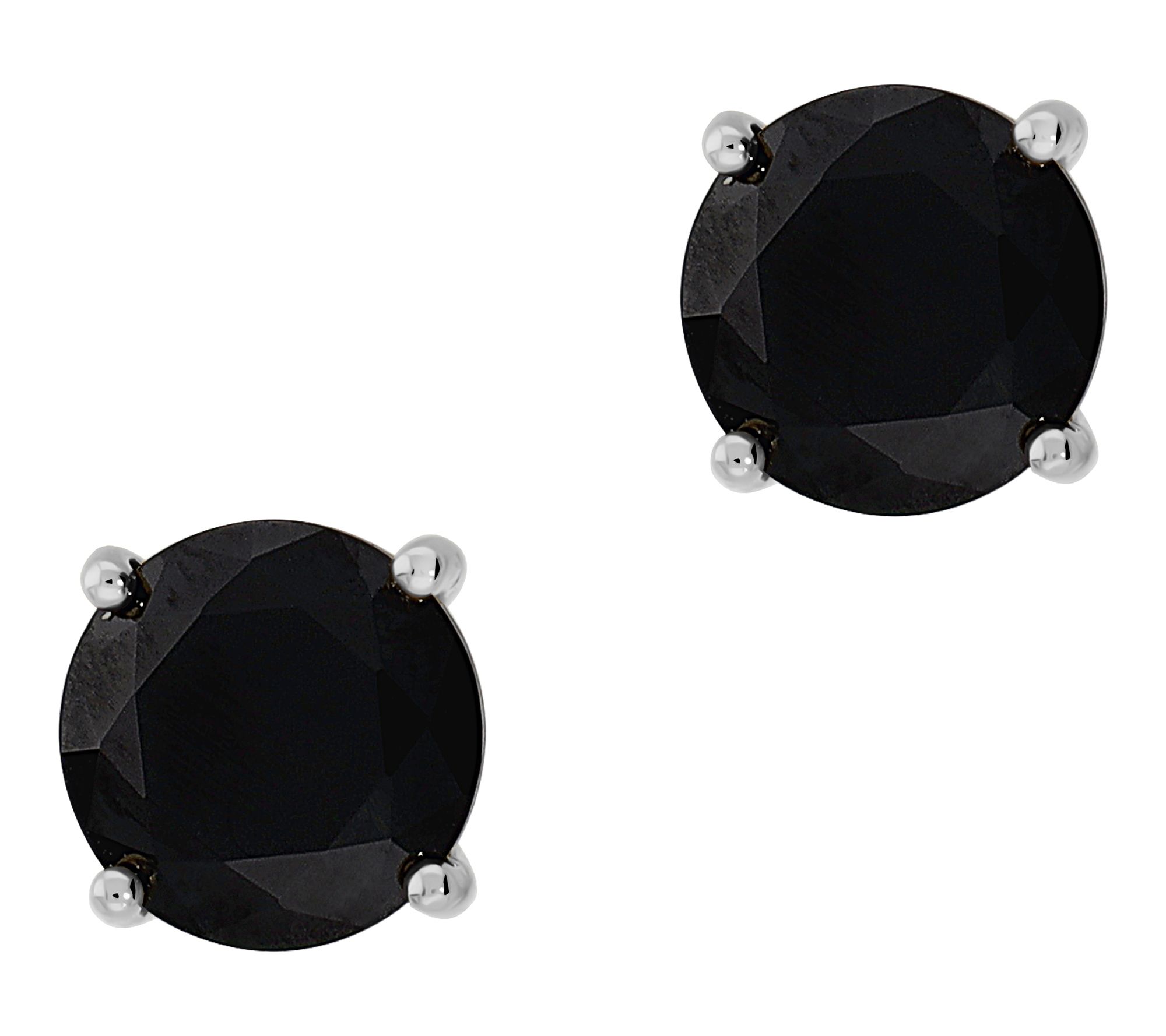 Diamonique Black Solitaire Stud Earrings, Sterling Silver