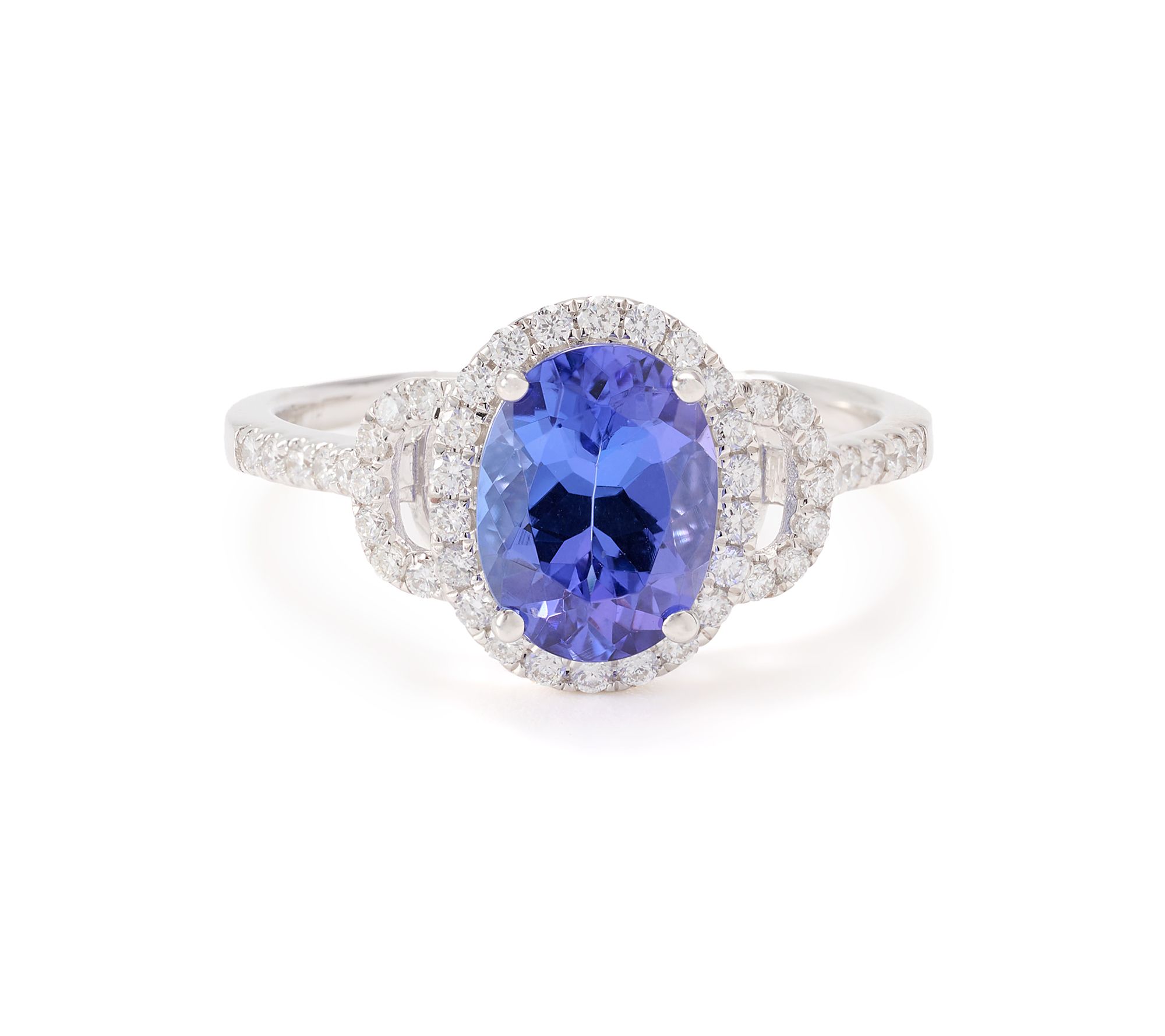 Pure Tanzanite by Jeff Moseley 1.68 cttw Oval Diamond Halo Ring, 18K