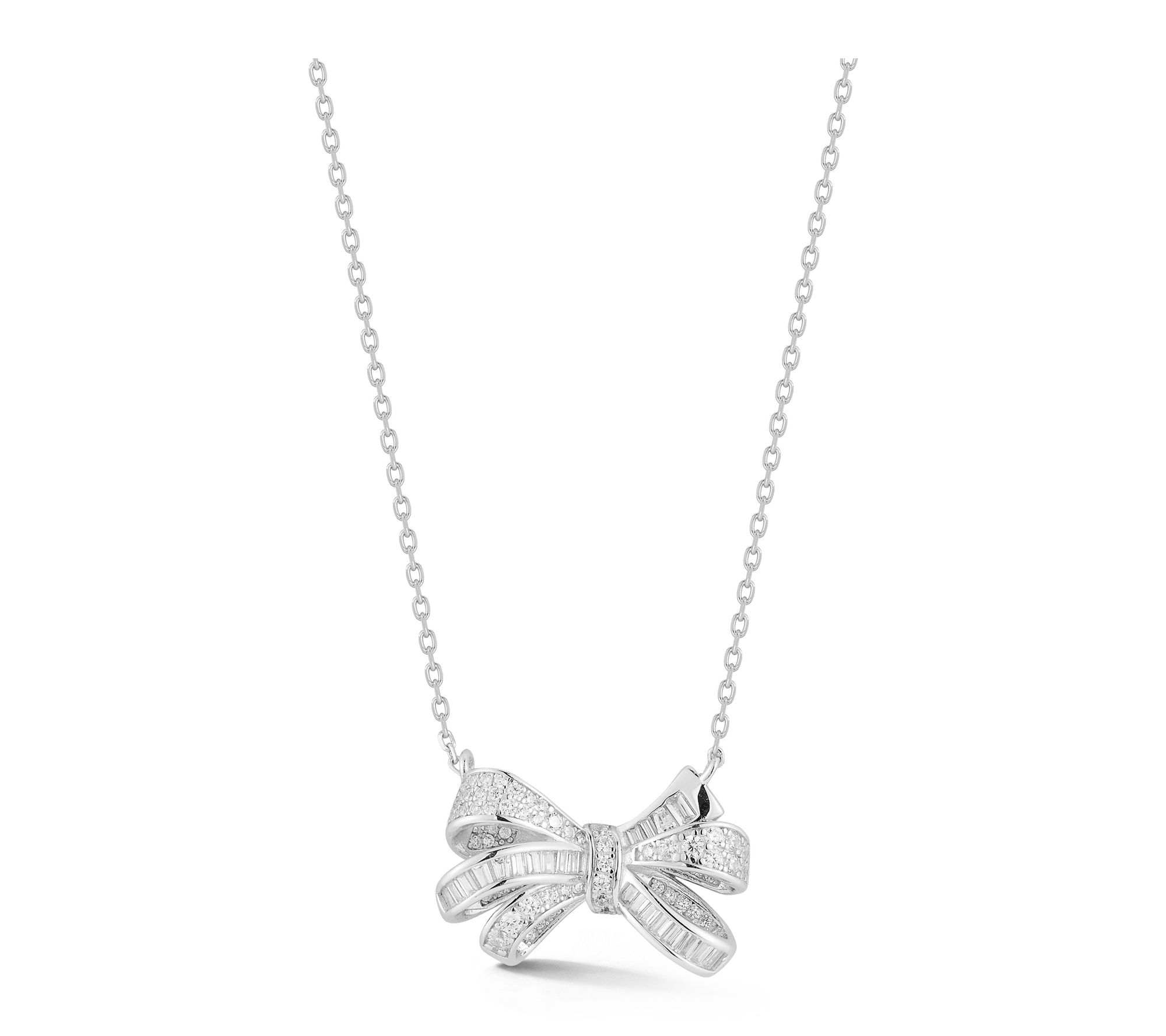 Rachel Zoe Pave Bow Knot Pendant w/ Chain, Sterling