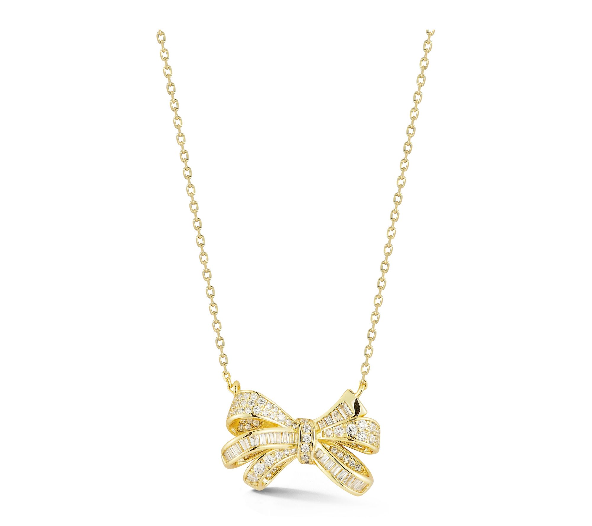 Rachel Zoe Pave Bow Knot Pendant w/ Chain, Sterling