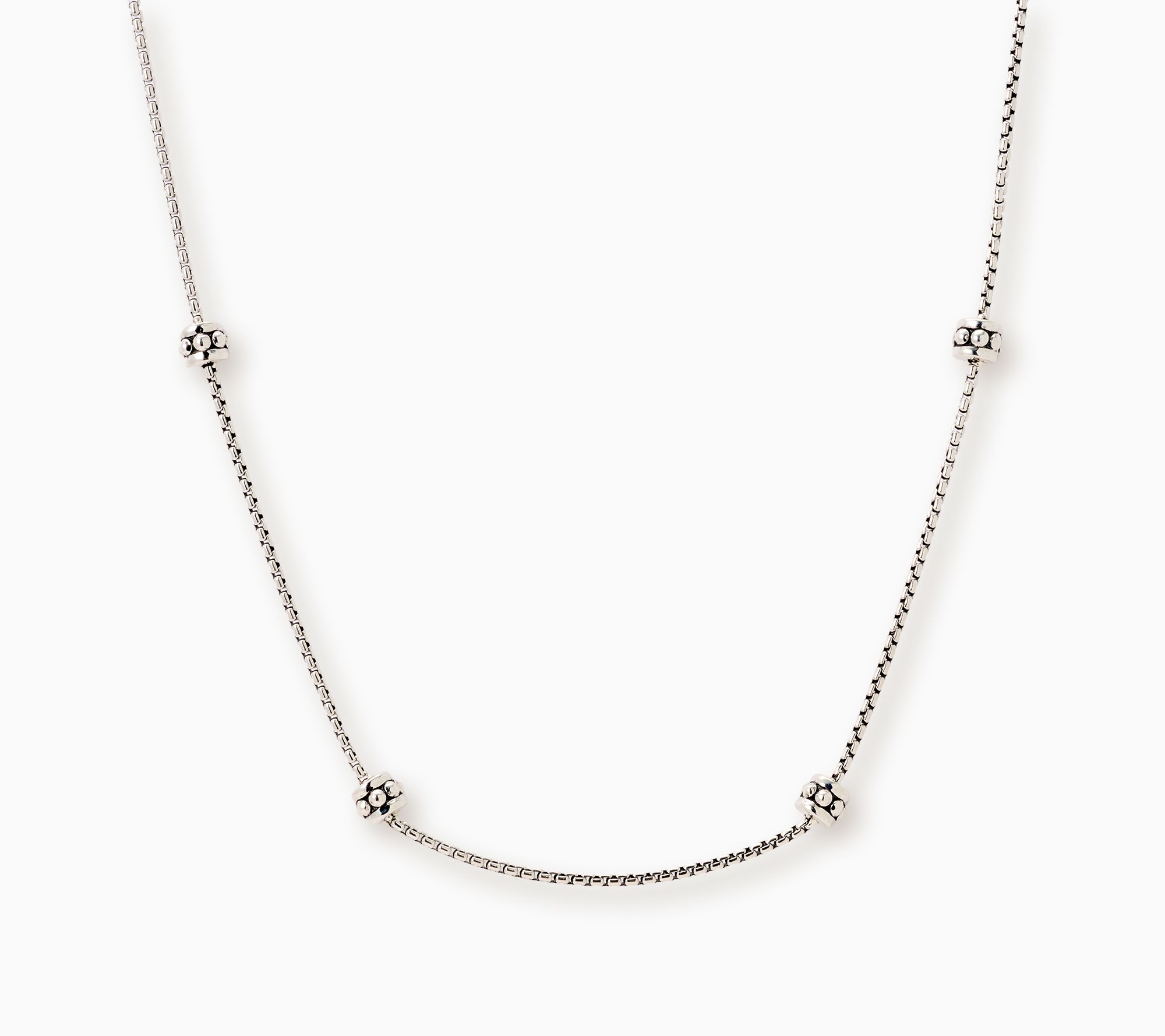 JAI Sterling Silver Baby Box Chain Shimmer Bead Necklace, 18"