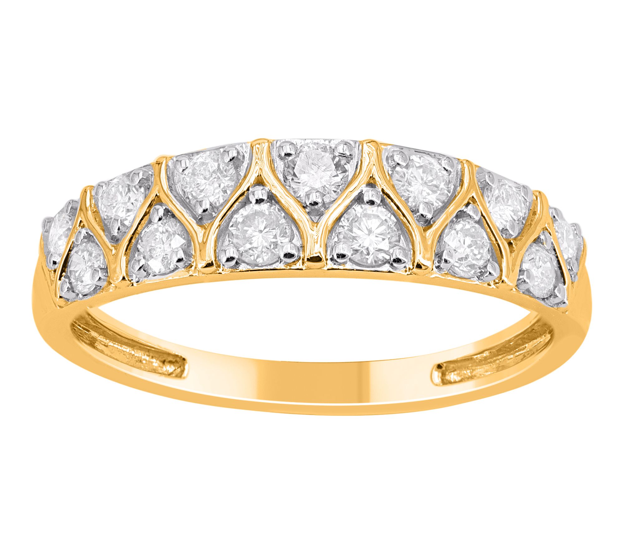 Affinity Diamonds 0.50 cttw Multi-Row Band Ring, 14K Gold