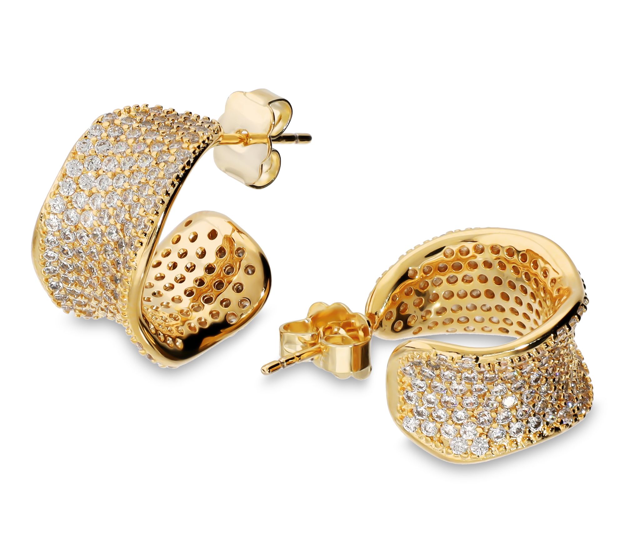 Diamonique X Bronzo Italia Pave Half Hoop Earrings