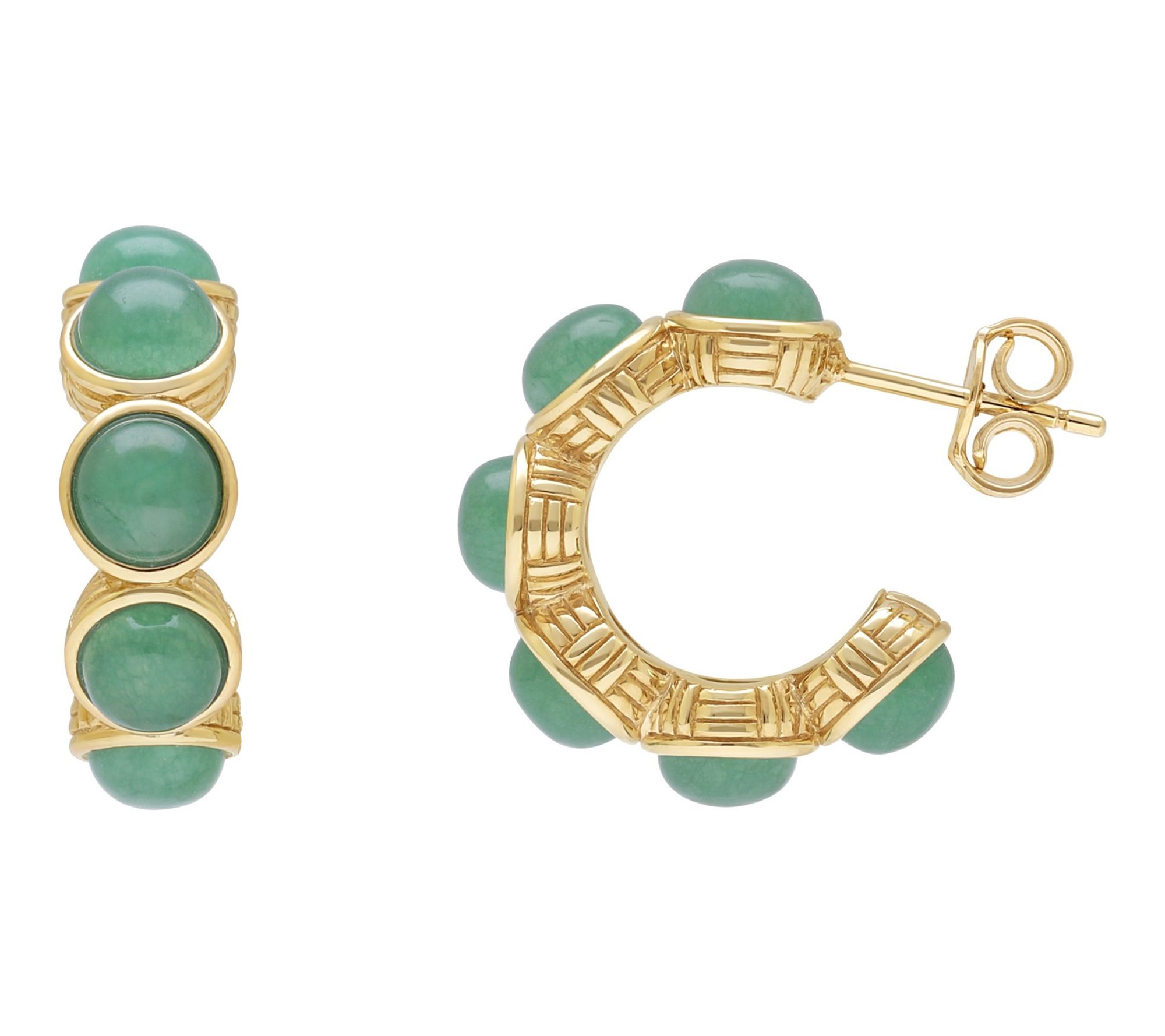 Ariva 18K Gold Clad Aventurine Cadence Hoop Earrings