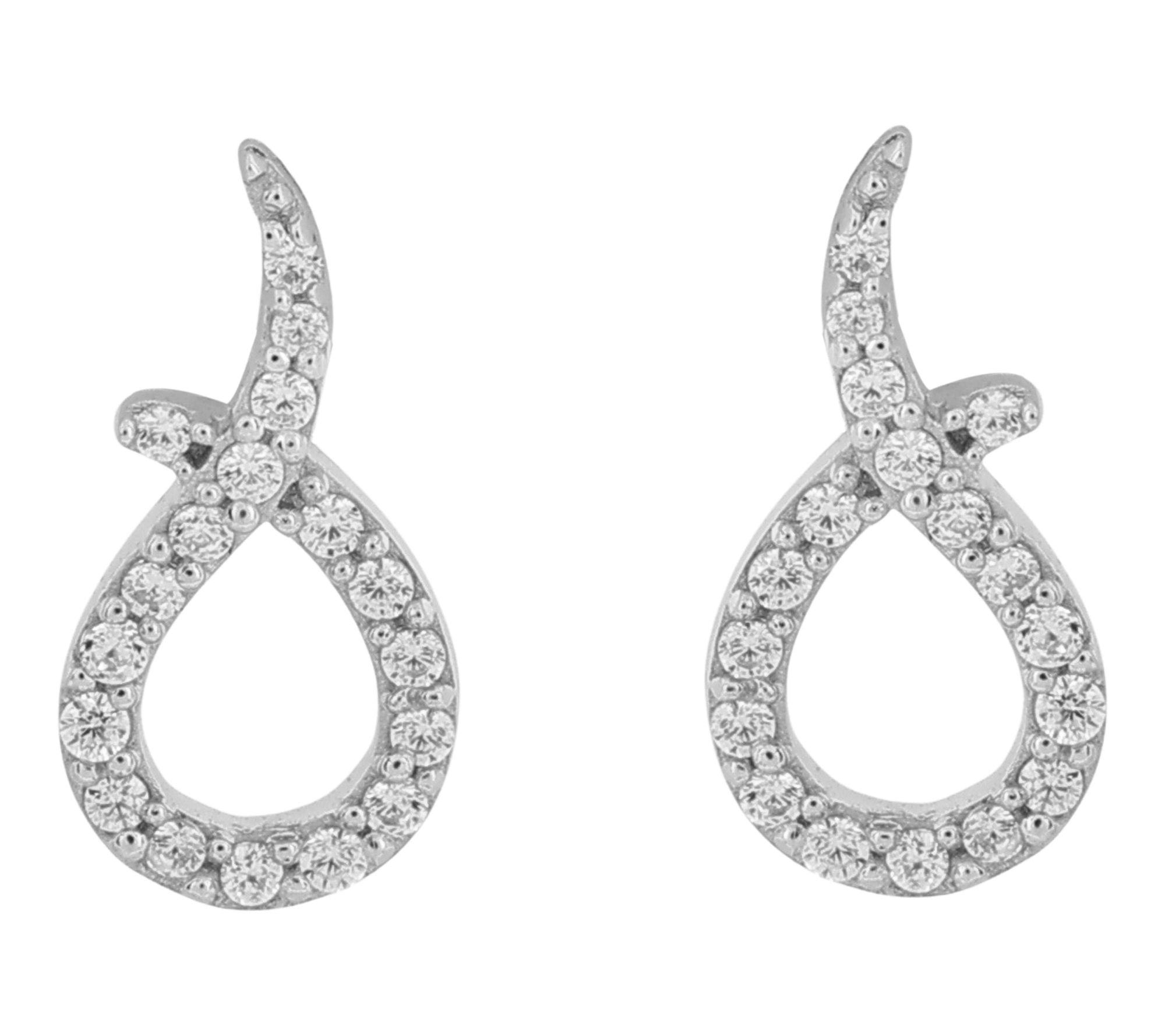 Diamonique Open Design Stud Ea rrings, Sterlin g Silver