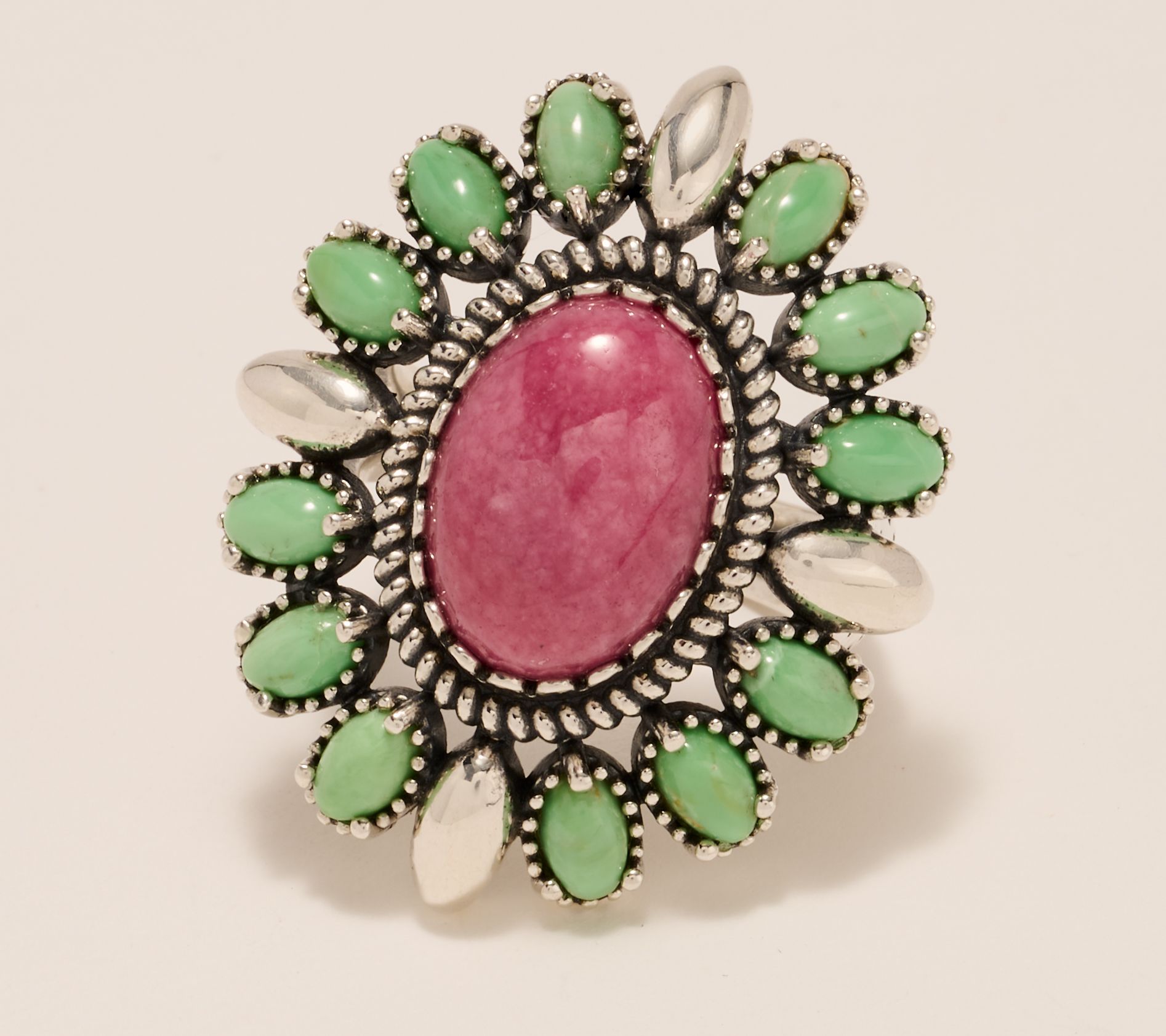As Is American West Sterling Silver Gemstone Cluster Ring