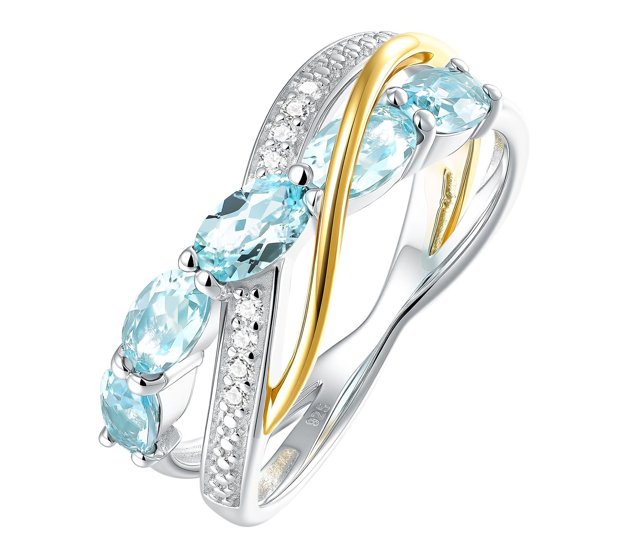 Affinity Gems Oval and Round Cut Gemstone Crossover Ring