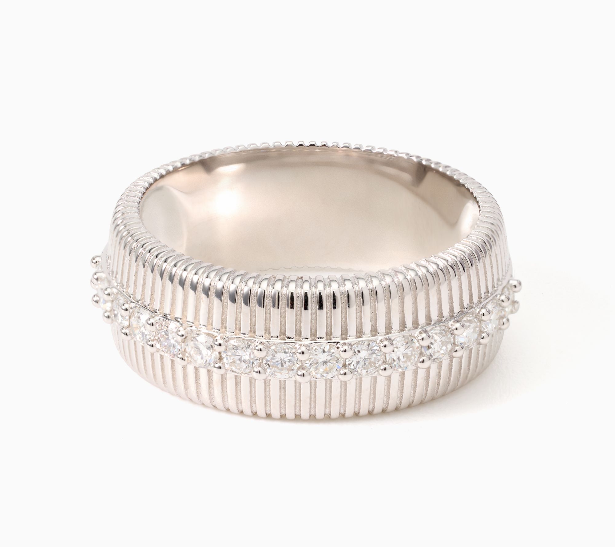 JEN by Jennifer Miller 0.45 ctw Lab Diamond Fluted Ring, Sterling Silver