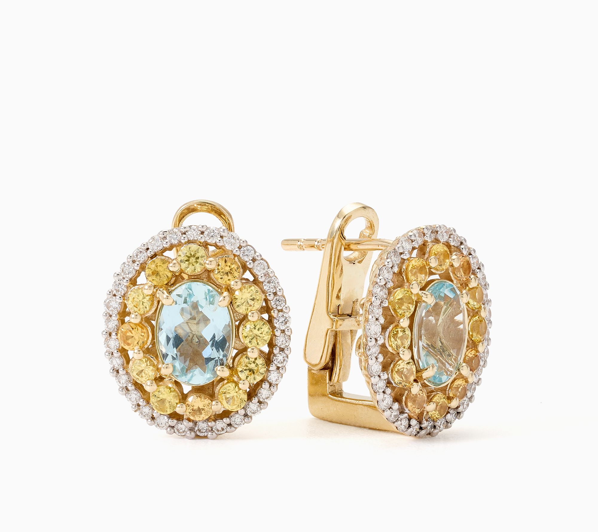 Kallati Yellow Sapphire & Aquamarine Diamond Earrings, 14K
