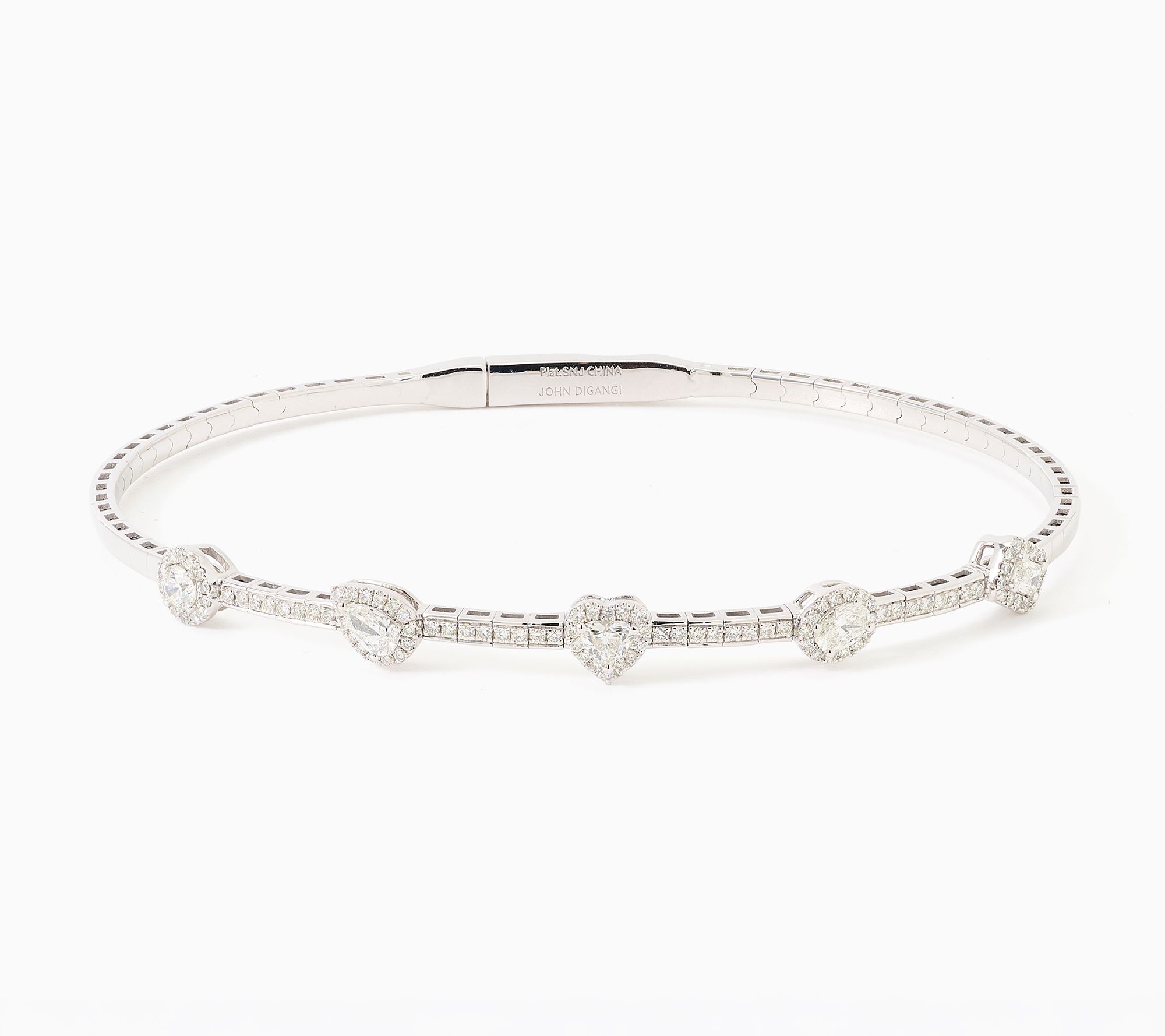 John Digangi VS Diamonds 1.00 cttw Fancy Cut Bangle, Platinum