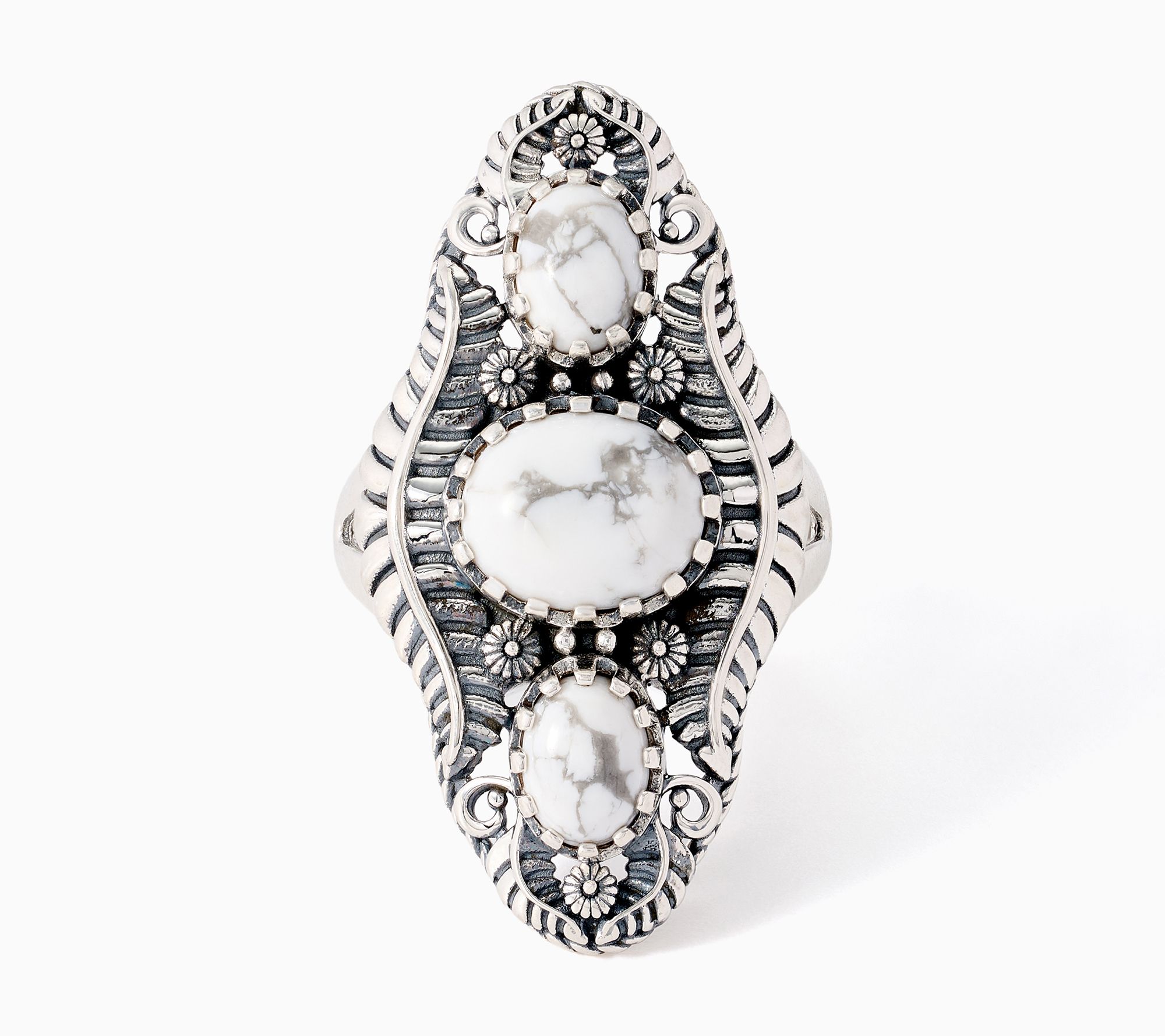 American West Sterling Silver Gemstone Vine & Leaf Bold Ring