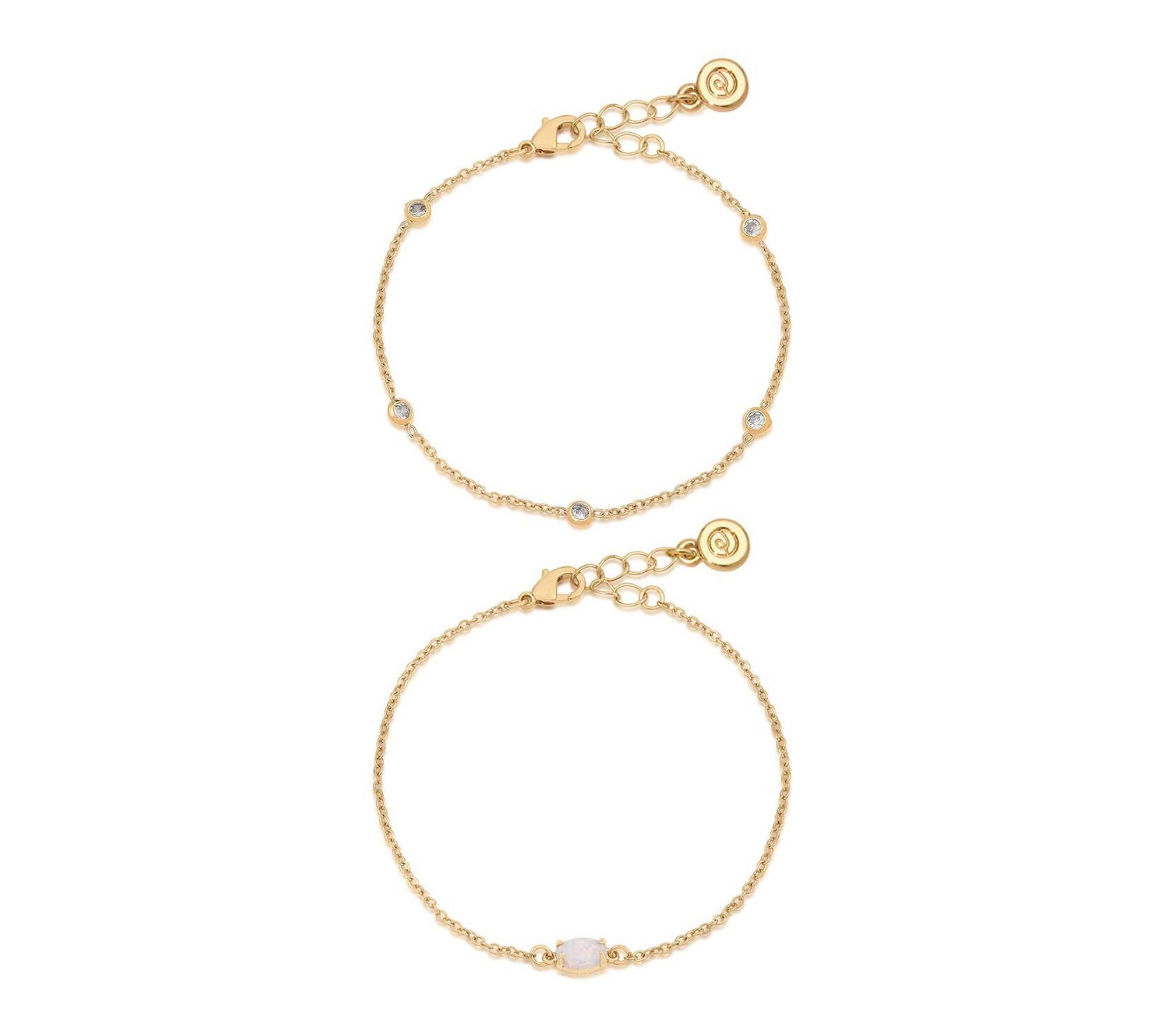 Ettika Opal & Crystal Dainty Bracelet Set