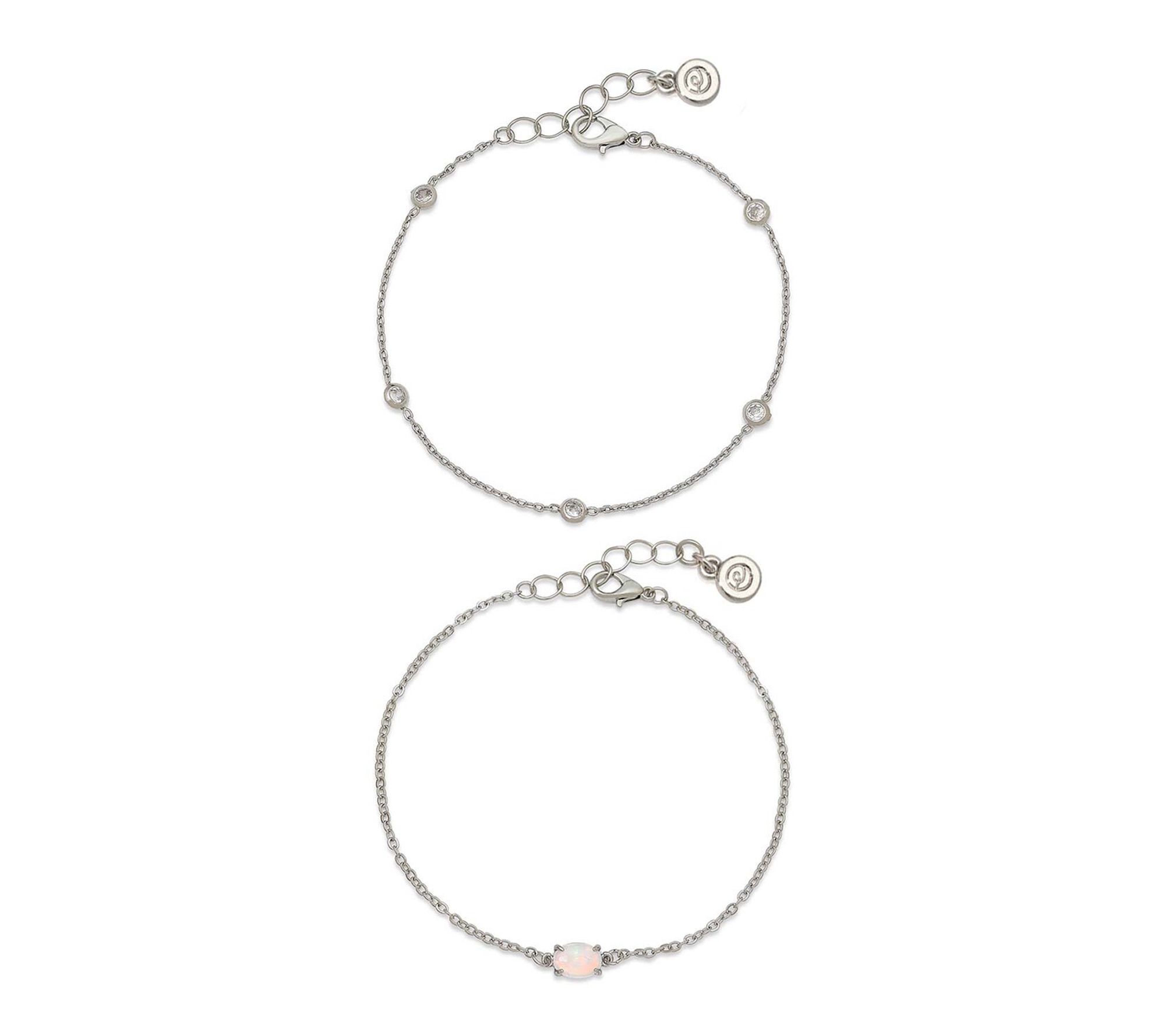 Ettika Opal & Crystal Dainty Bracelet Set