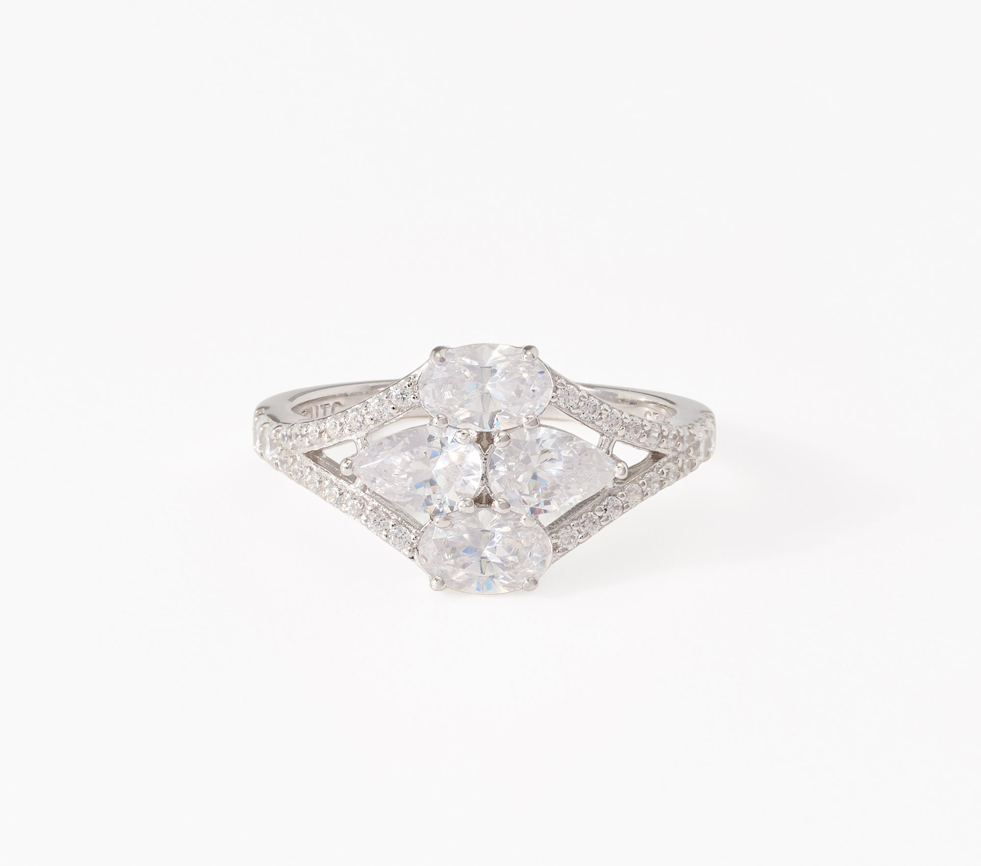 Diamonique x Kathy Levine Split Decision Ring, Sterling Silver