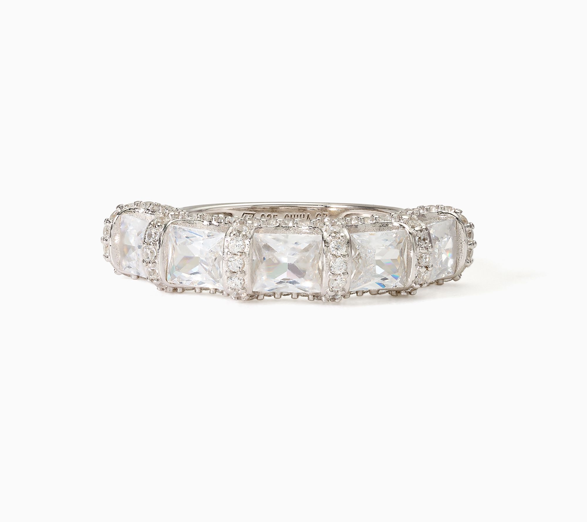 Diamonique Classics Side Detail Band Ring, Sterling Silver