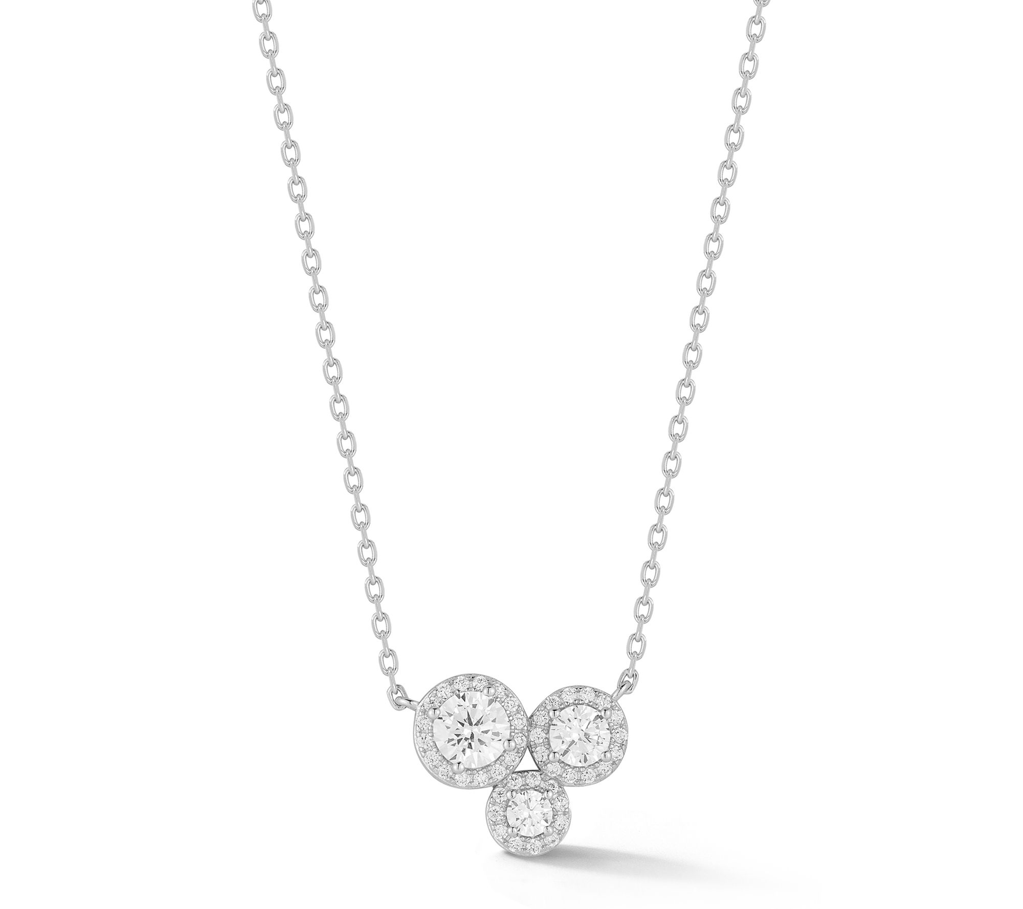 Sterlina Silver Pave Cluster Pendant w/ Chain, Sterling