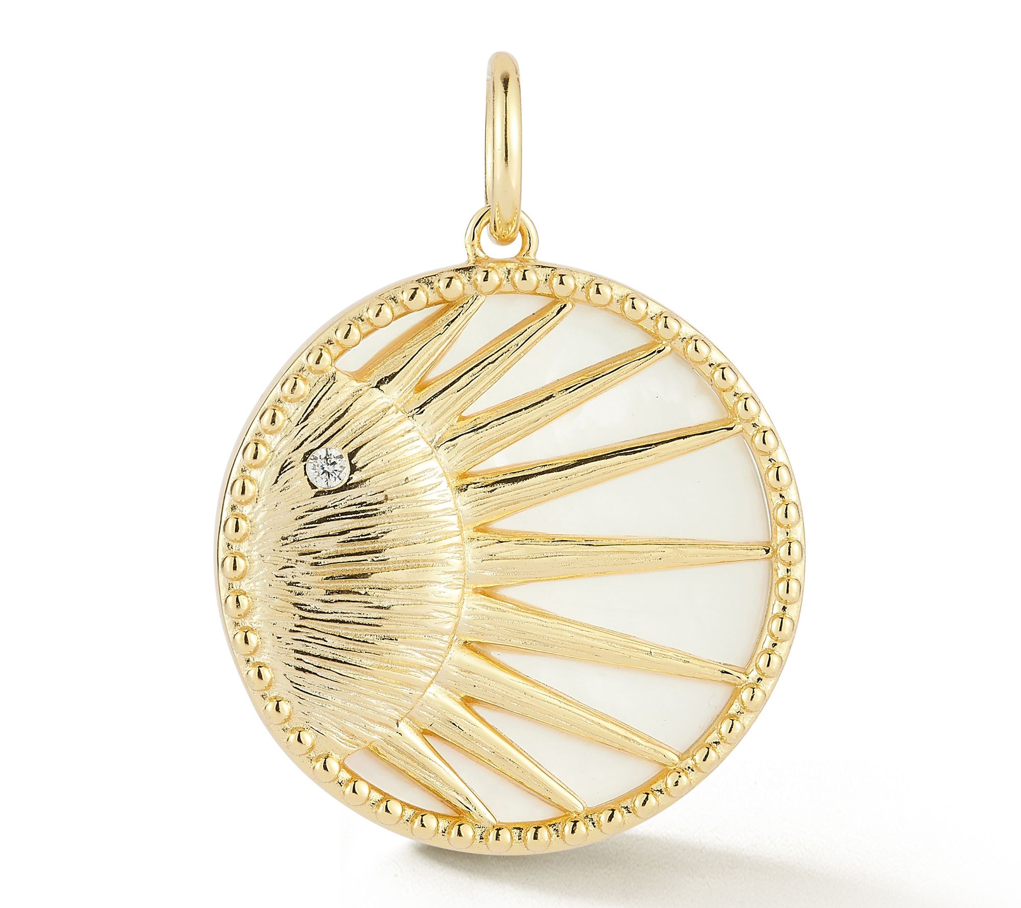 Sterlina Silver Sun Medallion Round Pendant, 14K Gold Plated