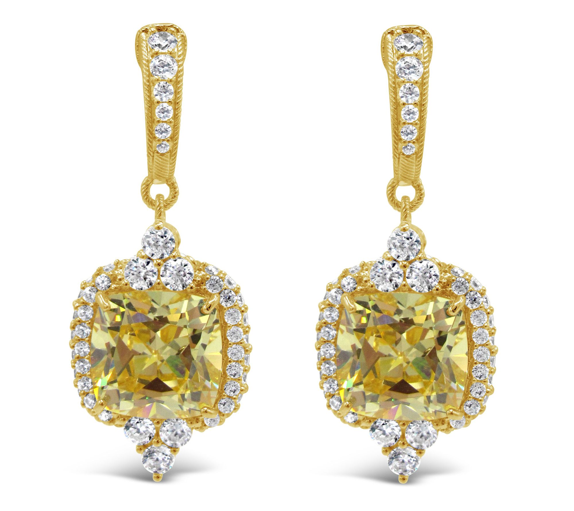 Judith Ripka 14K Gold-Clad Canary Diamonique Drop Earrings - QVC.com