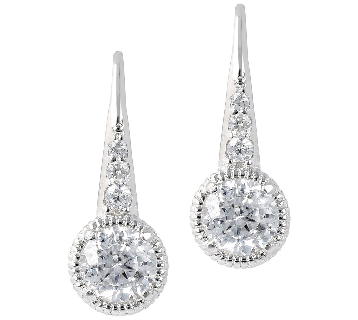 Diamonique Sterling Silver 1.65 cttw Drop Earrings - QVC.com