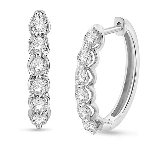 Affinity 1.00 cttw Diamond Hoop Earrings, 14K Gold