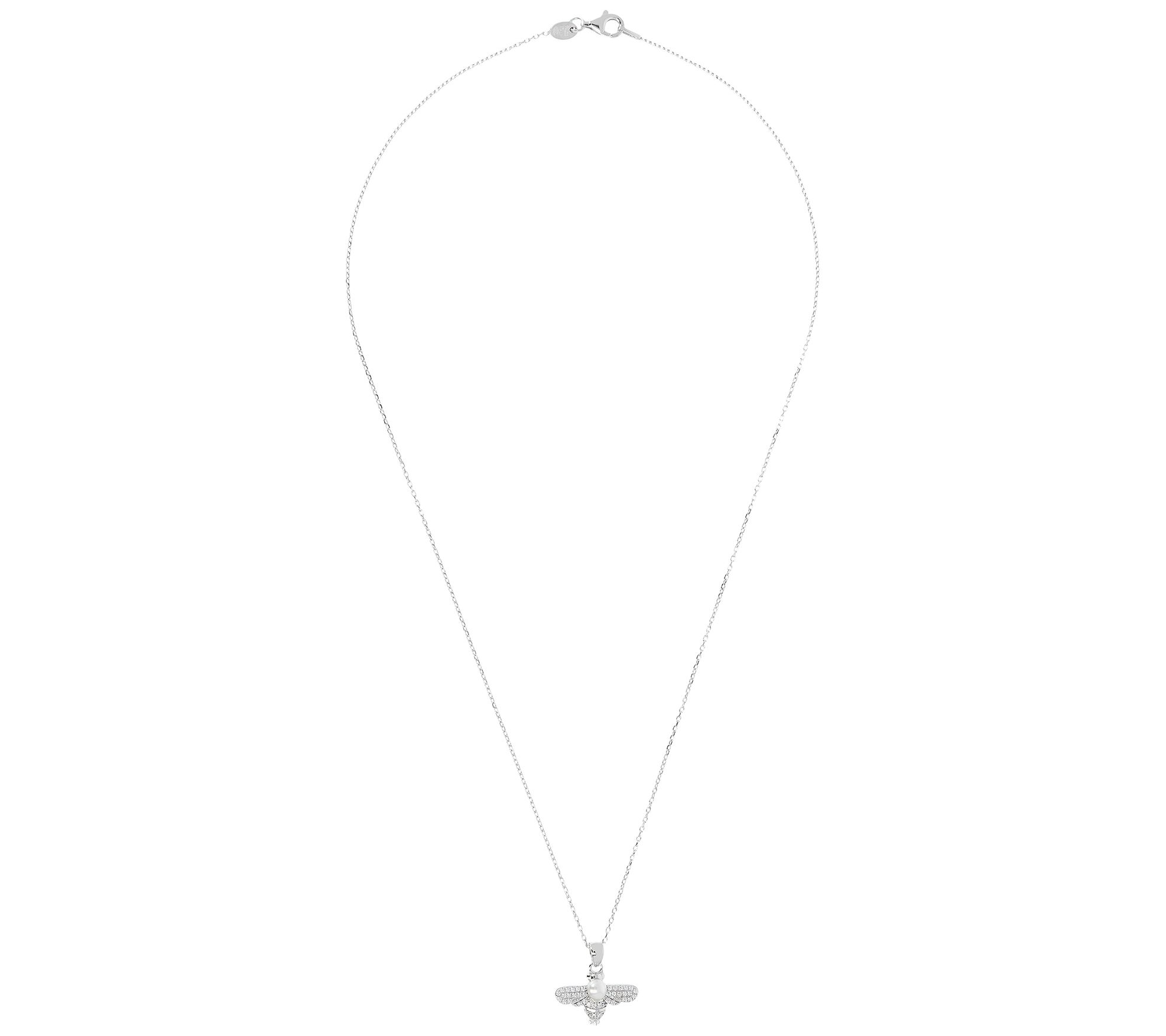 Honora x Diamonique Cultured Pearl Pendant w/ Chain, Sterling - QVC.com