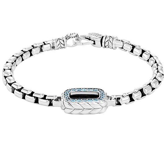 JAI Sterling Box Chain Bracelet w/ Reversible Gemstone Link