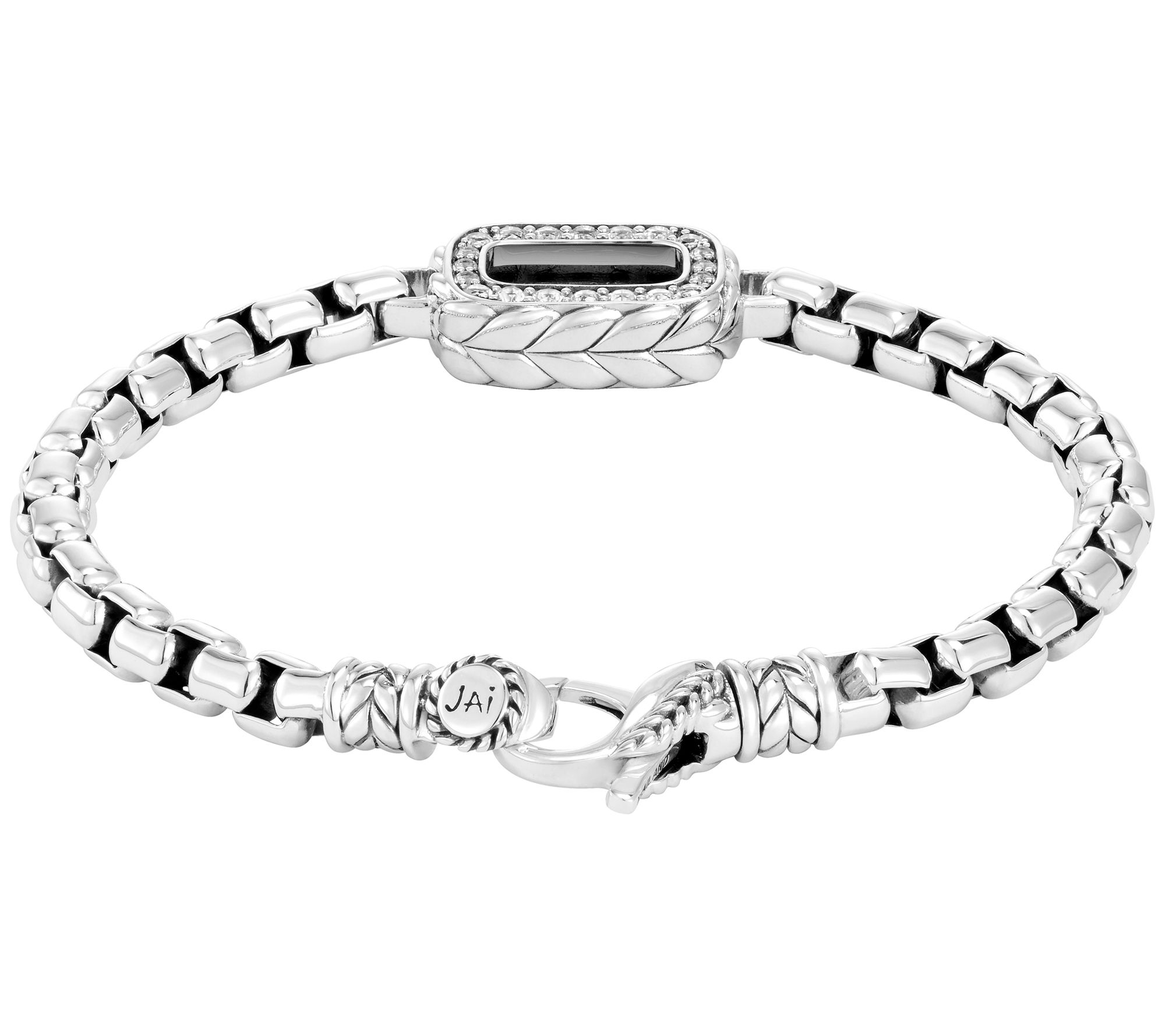 JAI Sterling Box Chain Bracelet w/ Reversible Gemstone Link - QVC.com